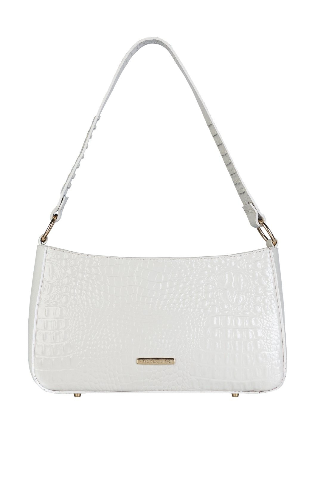 Imagem principal Bolsa de ombro em couro croco baguete Liah - Marfim Andrea Vinci preto