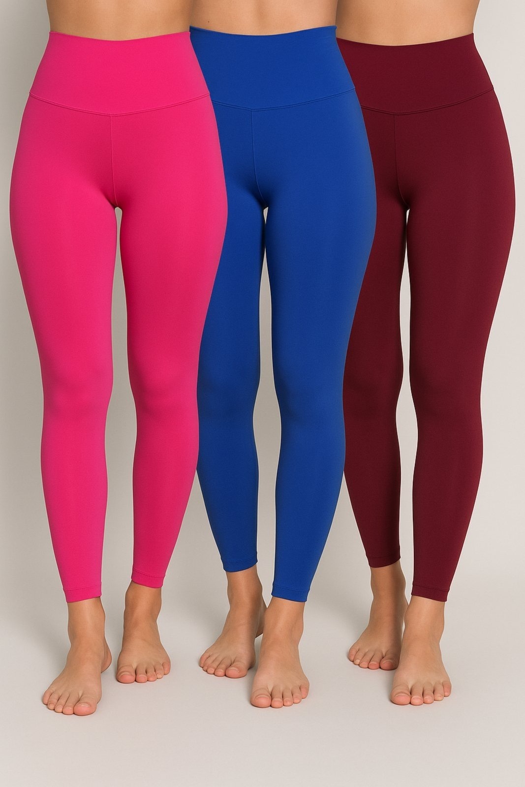 Imagem principal Kit Com 3 Calça Leggings Lisa D Bell Outlet Fashion Cós Alto Pink/Azul/Vinho D BELL OUTLET FASHION preto pink