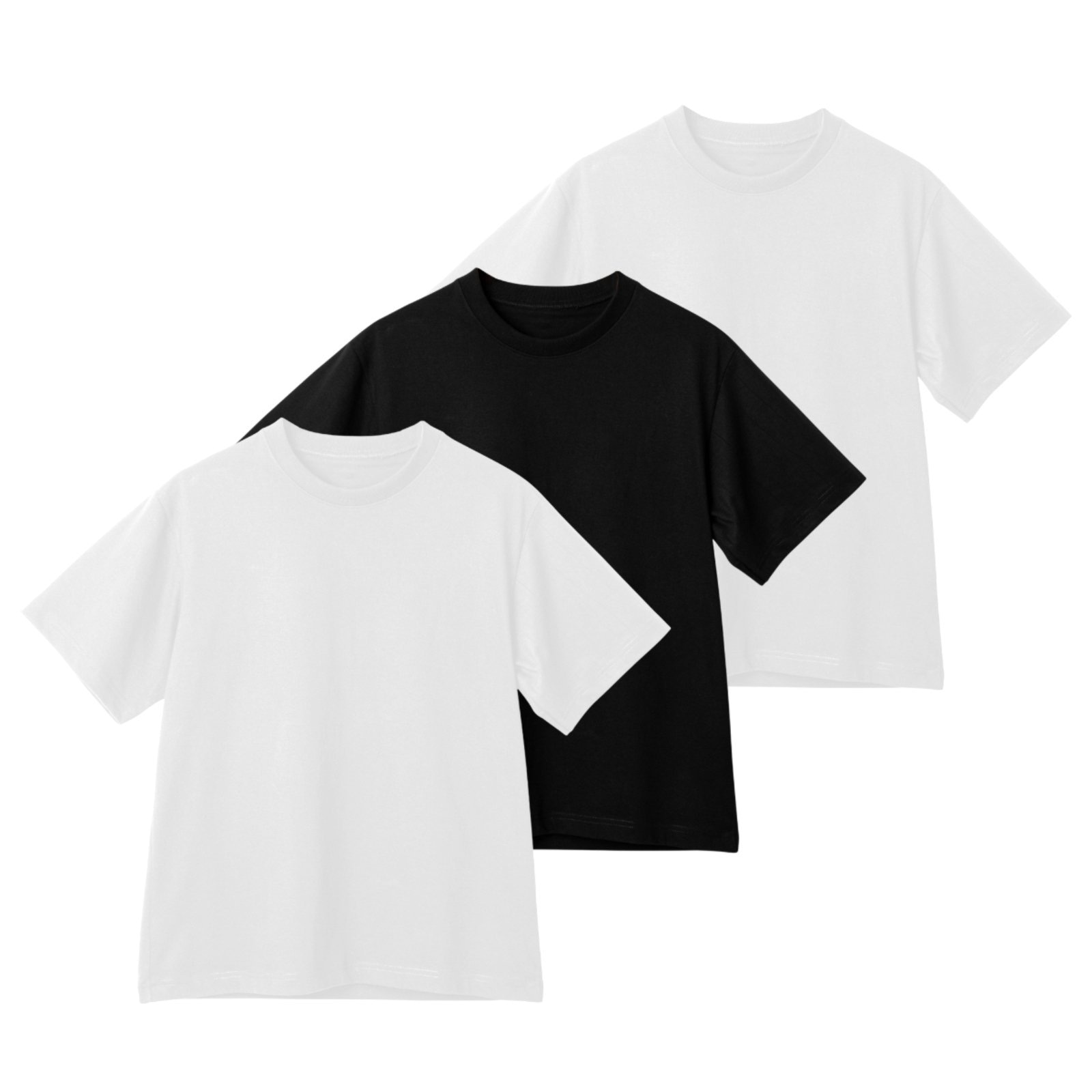 Imagem principal Kit 3 Camiseta Oversized de Algodão Masculina Ideal para Academia e Esportes Gola Redonda Lisa Relaxado branco