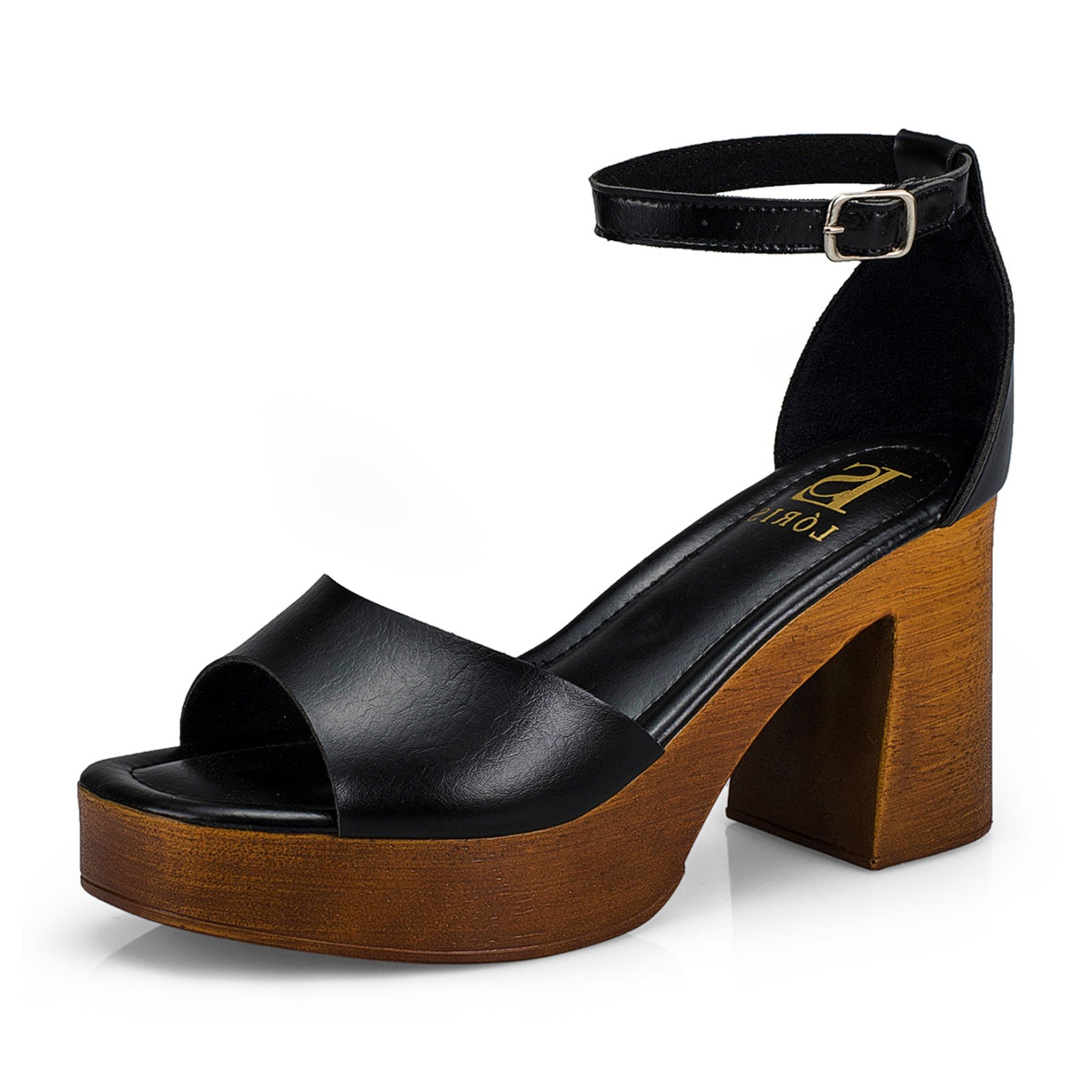 Imagem principal Tamanco Feminino Sandália Fivela Salto Alto Grosso Bloco Madeira 7012 LÓRIS SHOES preto