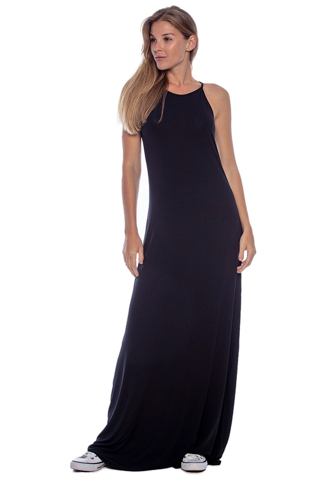 Imagem principal Vestido Longo Malha Trapézio Amazonia Vital Preto Amazonia Vital azul