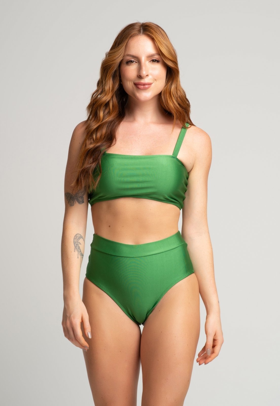 Imagem principal Biquíni Top Faixa Vekyo Hot Pants Liso Cintura Alta Verão VEKYO verde