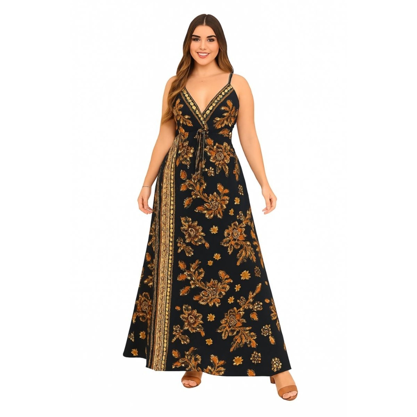 Imagem principal Vestido Longo Indiano Vih Triny Estampa Linha Premium Vih Triny preto