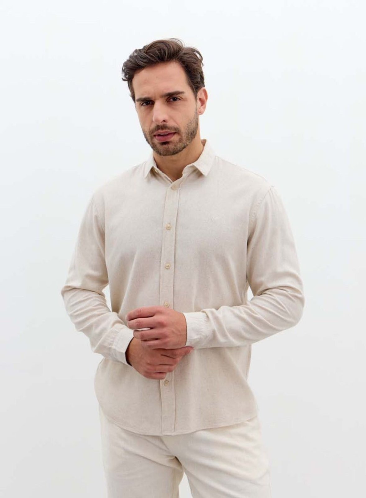 Imagem principal Camisa Linho Casual Triton Off e Mescla Triton branco