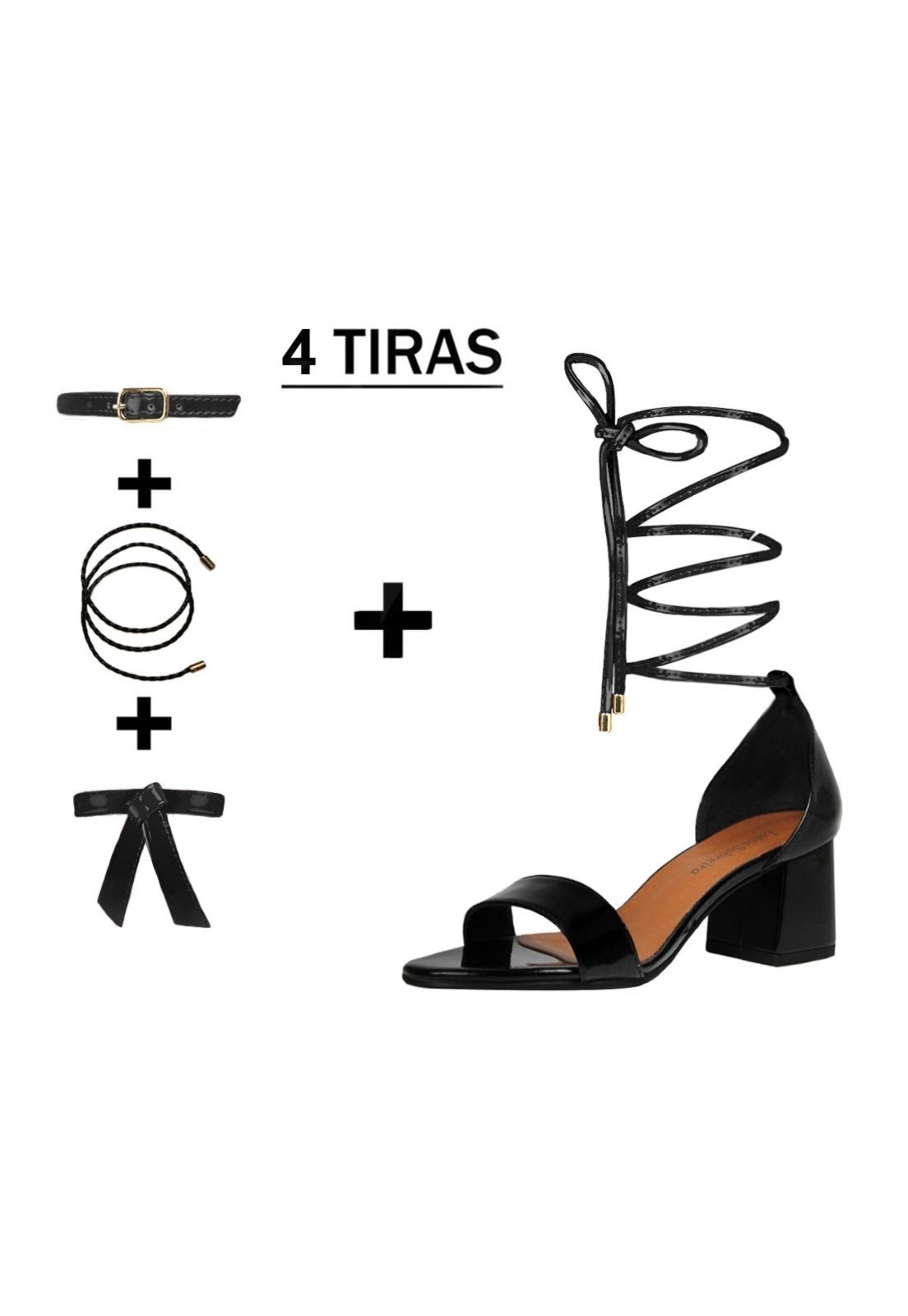 Imagem principal Sandália Salto Baixo Grosso Luiza Sobreira Verniz Mod. 2205-2 Luiza Sobreira preto