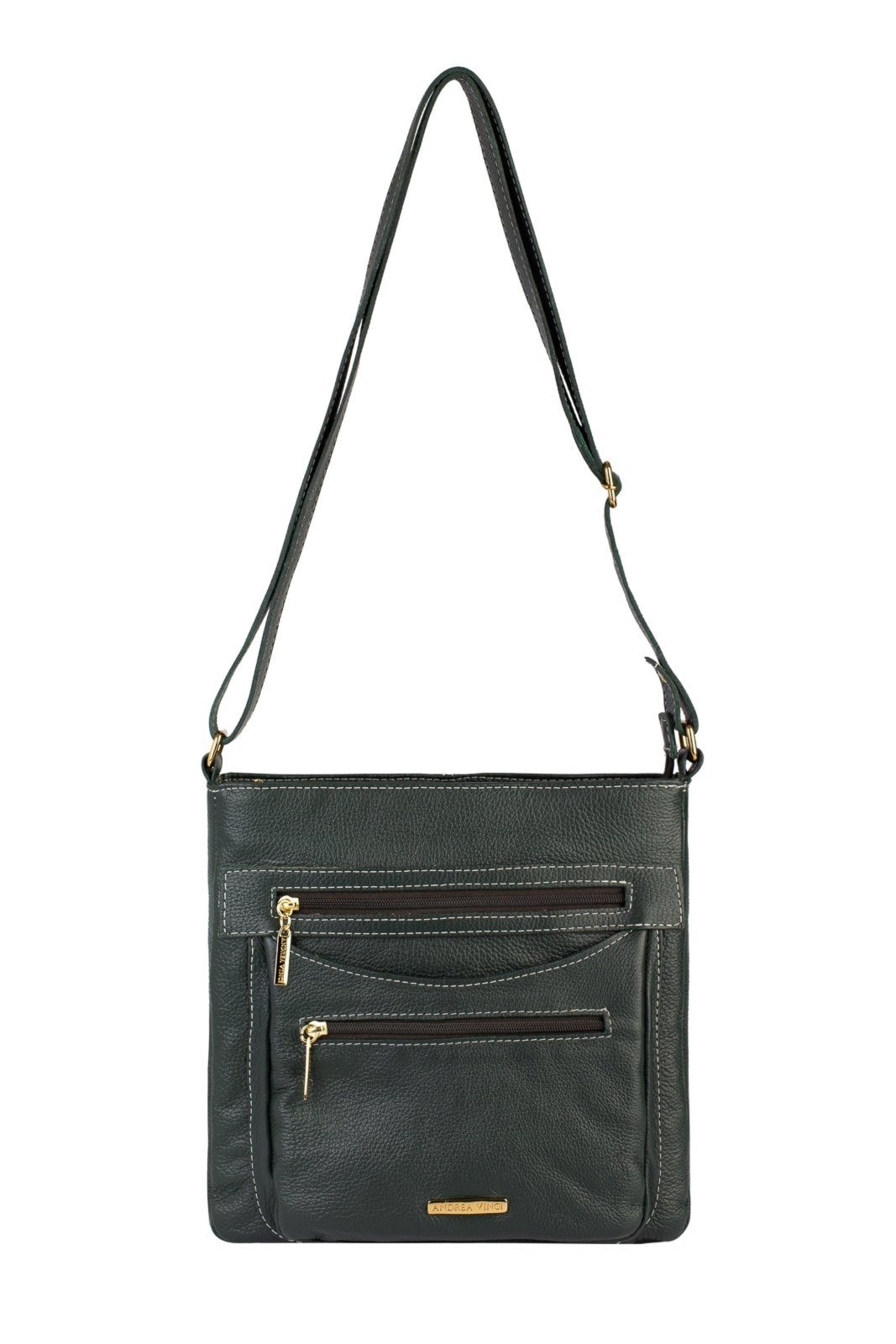 Imagem principal Bolsa tiracolo em couro liso Thais - Verde militar Andrea Vinci caramelo verde