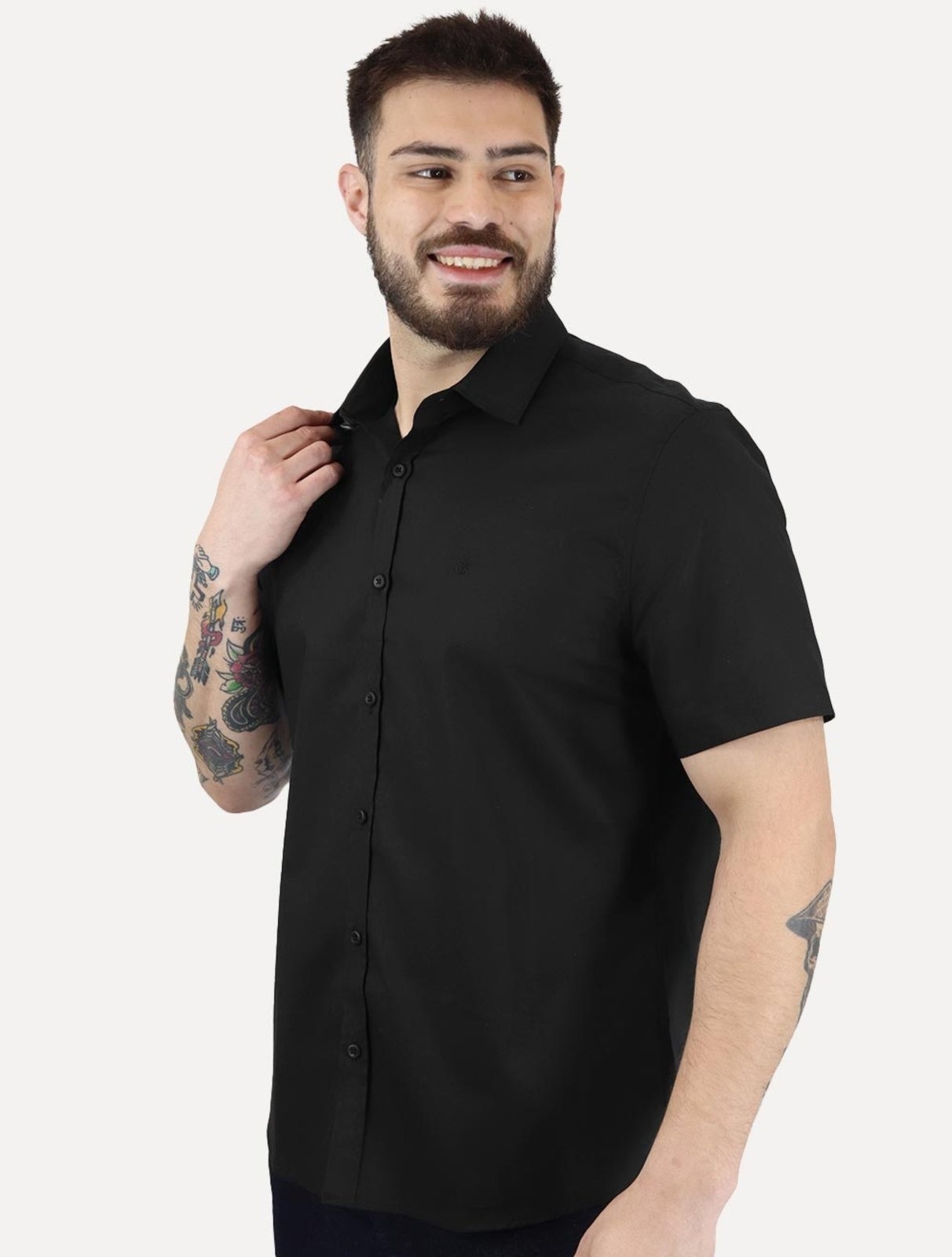 Imagem principal Camisa Calvin Klein Masculina Manga Curta Basica Cotton Preta Calvin Klein preto