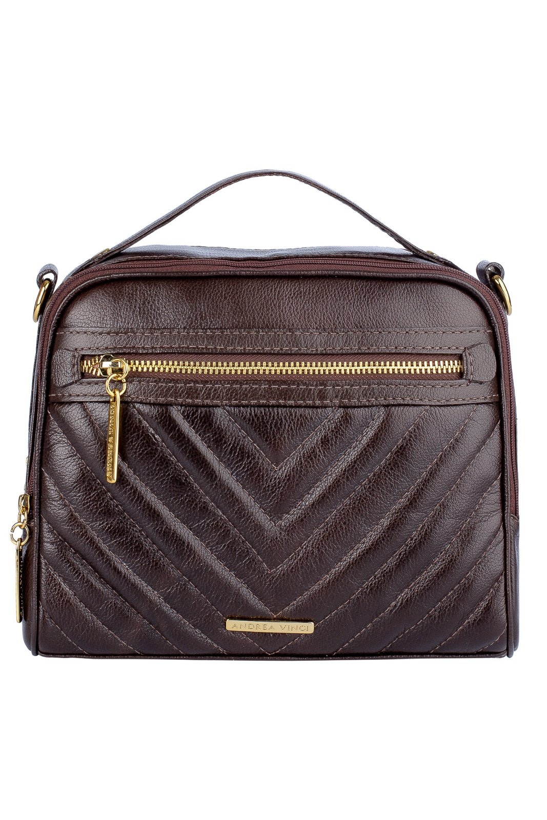 Imagem principal Bolsa Andrea Vinci Baú Pequena De Couro Liso Lara -Café Andrea Vinci vermelho