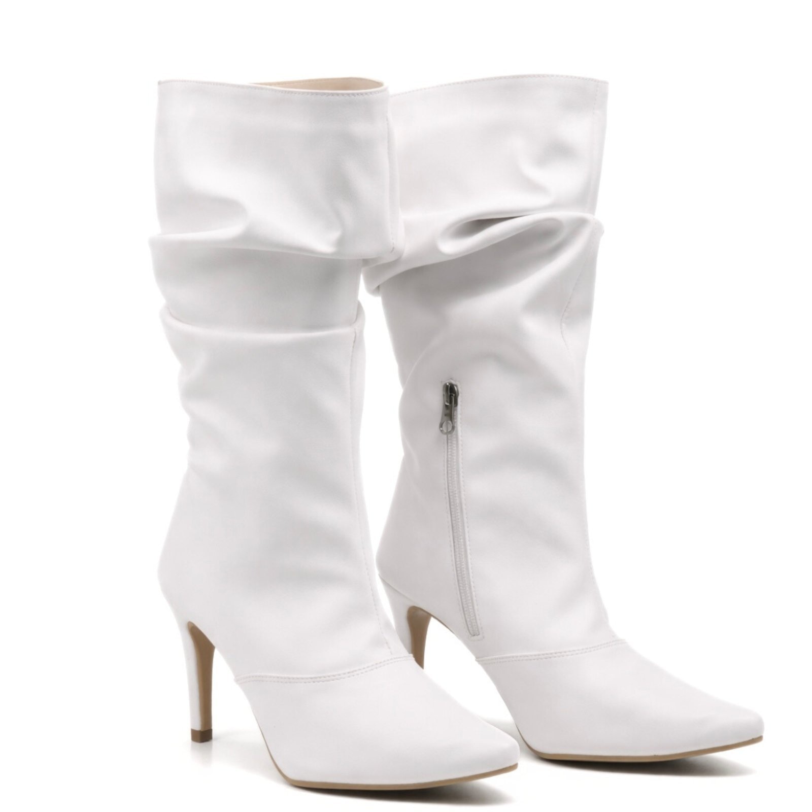 Imagem principal Bota Feminina Cano Slouchy Alto Enrugado Salto Fino Sete Sales 1714 Sete Sales branco