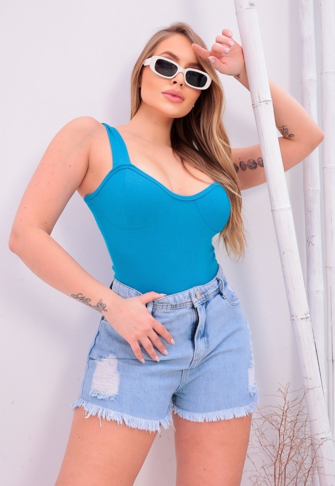 Imagem principal Shorts Curto Jeans com Cintura Alta. Patria Brasil azul