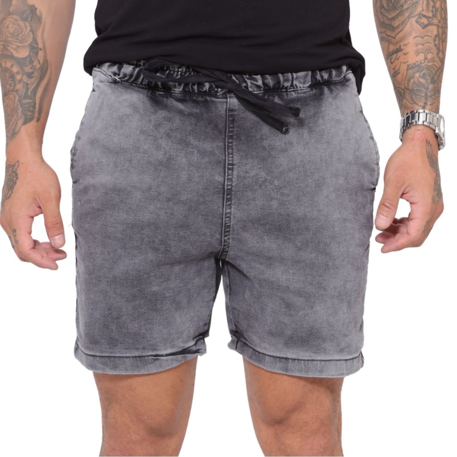 Imagem principal Bermuda Shorts Masculina com Elástico Jeans Loka grafite