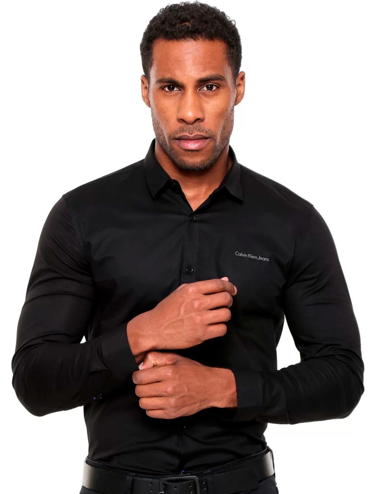 Imagem principal Camisa Calvin Klein Jeans Masculina Regular Plain Grey Logo Preta Calvin Klein preto grey