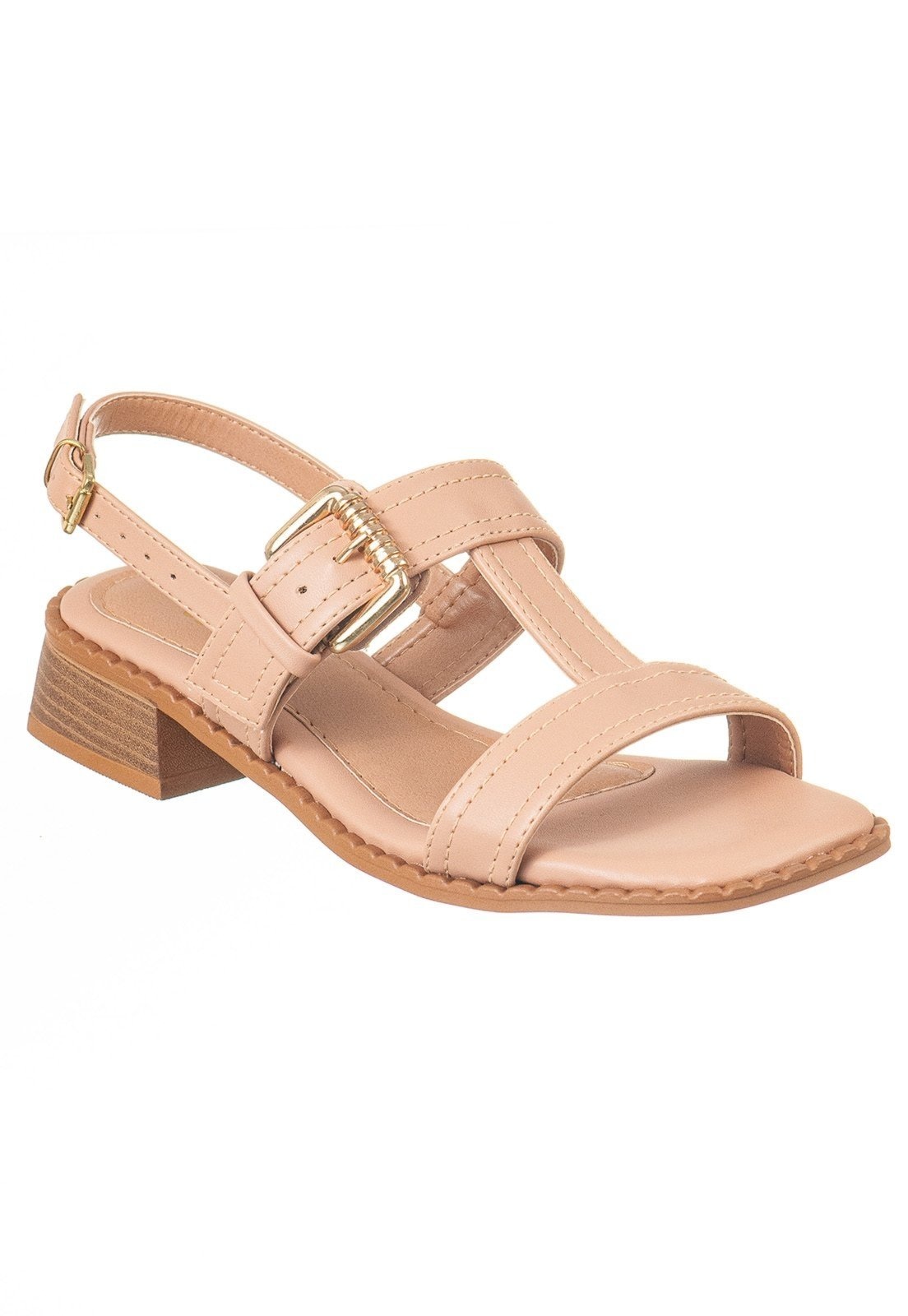 Imagem principal Sandália Feminina Via Birigui Salto Baixo com Fivela Lateral Rosado VIA BIRIGUI nude