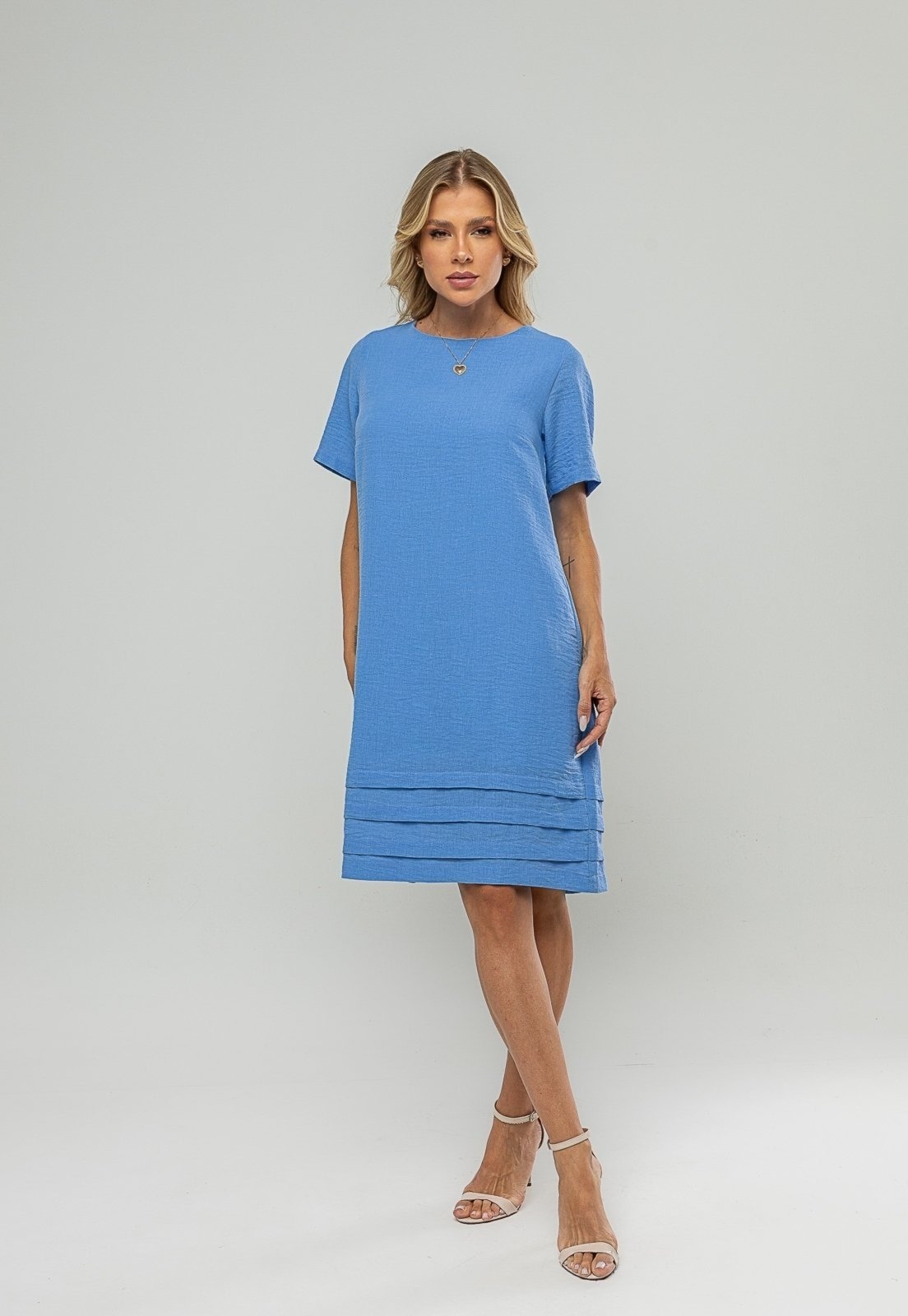 Imagem principal Vestido Curto Com Pregas Na Barra Salvatore Salvatore Fashion azul