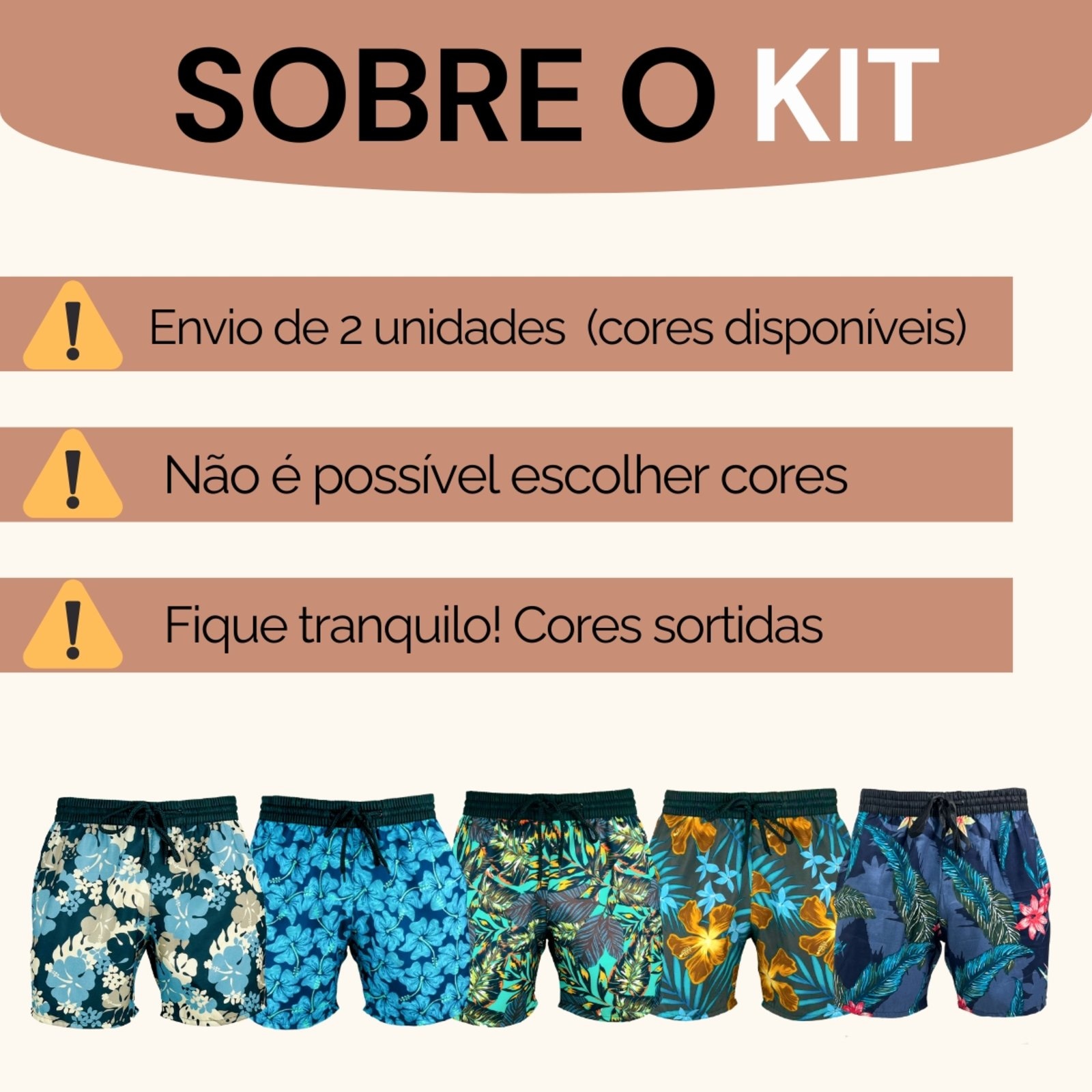 Imagem principal KIT 2 Short Praia Masculino KS Bermuda Tactel Premium KS azul/estampado/floral/multicolorido/rosa/verde
