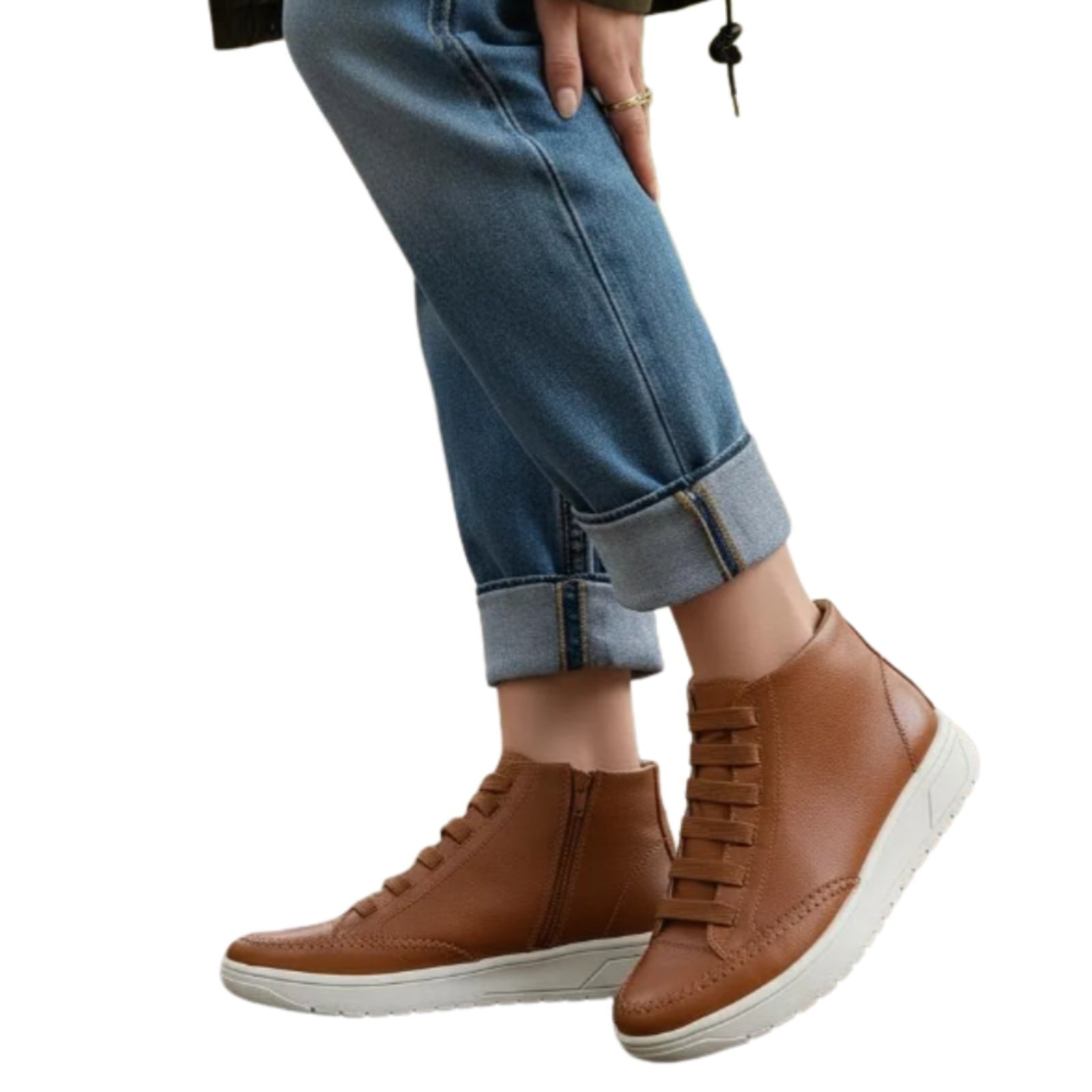 Imagem principal Bota Tênis Feminino em Couro com Zíper ROMEU E JULIETA SHOES caramelo