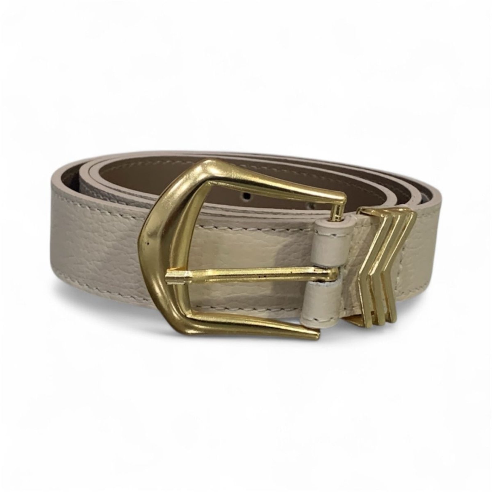 Imagem principal Cinto Feminino em Couro Fivela Dourada Off White 014 Mariart off-white white