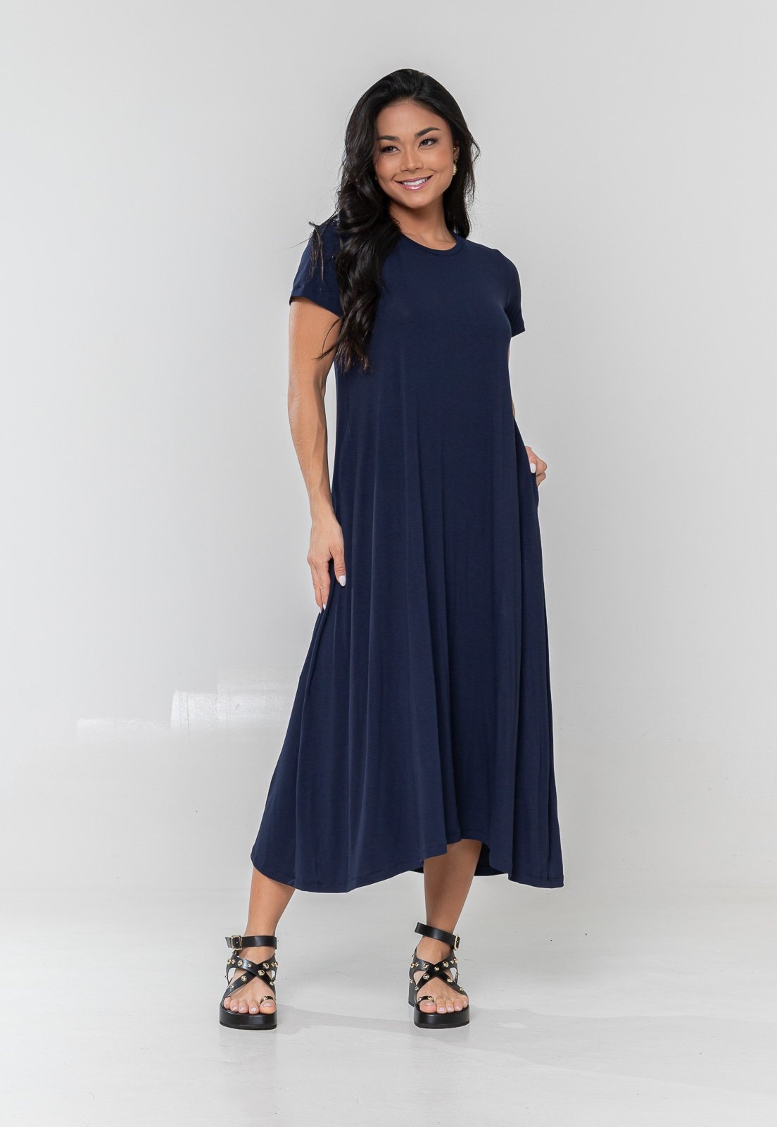 Imagem principal Vestido Aura Midi New Bolsos Marinho Aura azul marinho