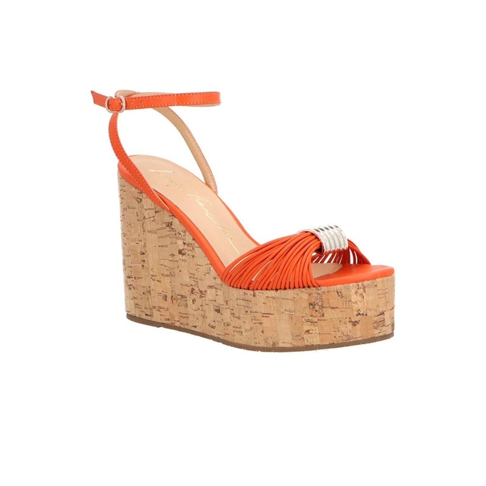 Imagem principal SANDALIAS GREASE SUNSET SALTO CORTIÇA Luiza Barcelos laranja