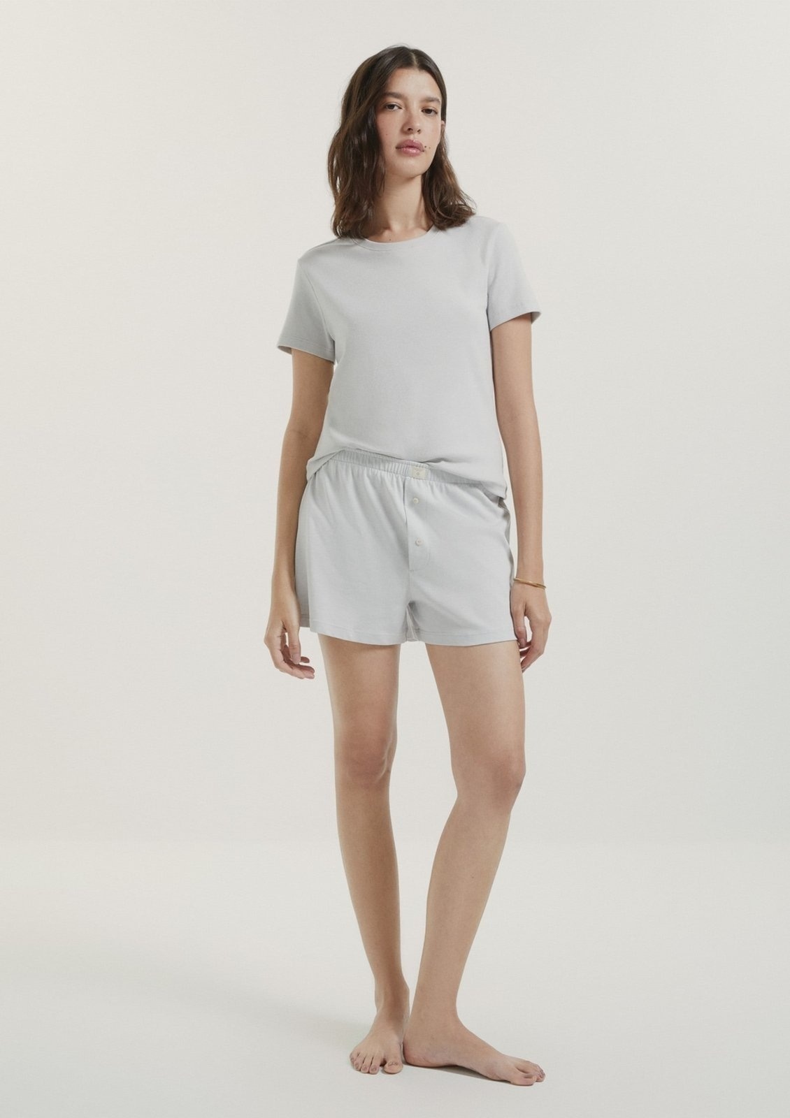 Imagem principal Pijama Curto Feminino Em Malha Premium Hering HERING INTIMATES cinza