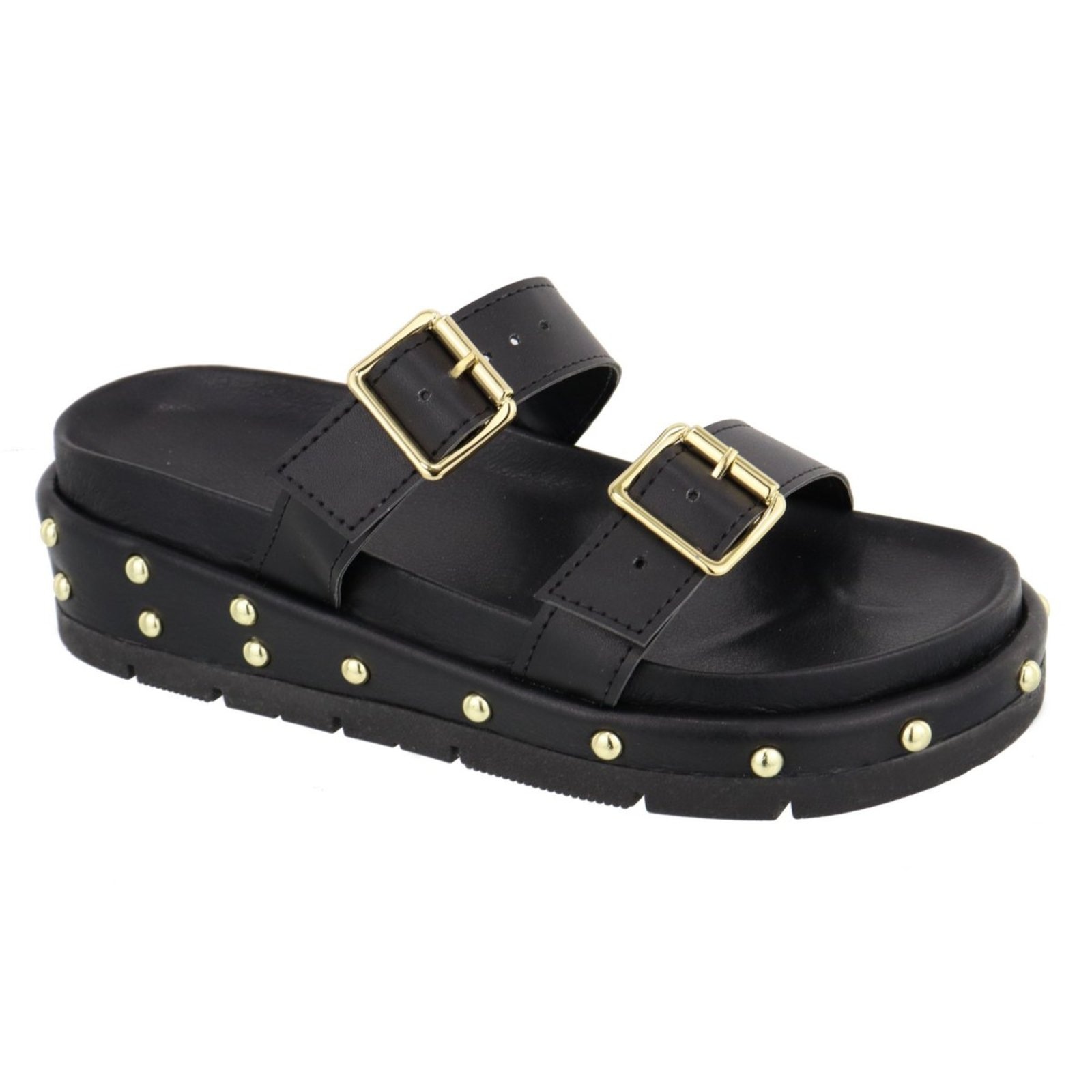 Imagem principal Sandália Papete Feminina Sola Alta Fivelas Preta TELLINI STORE preto