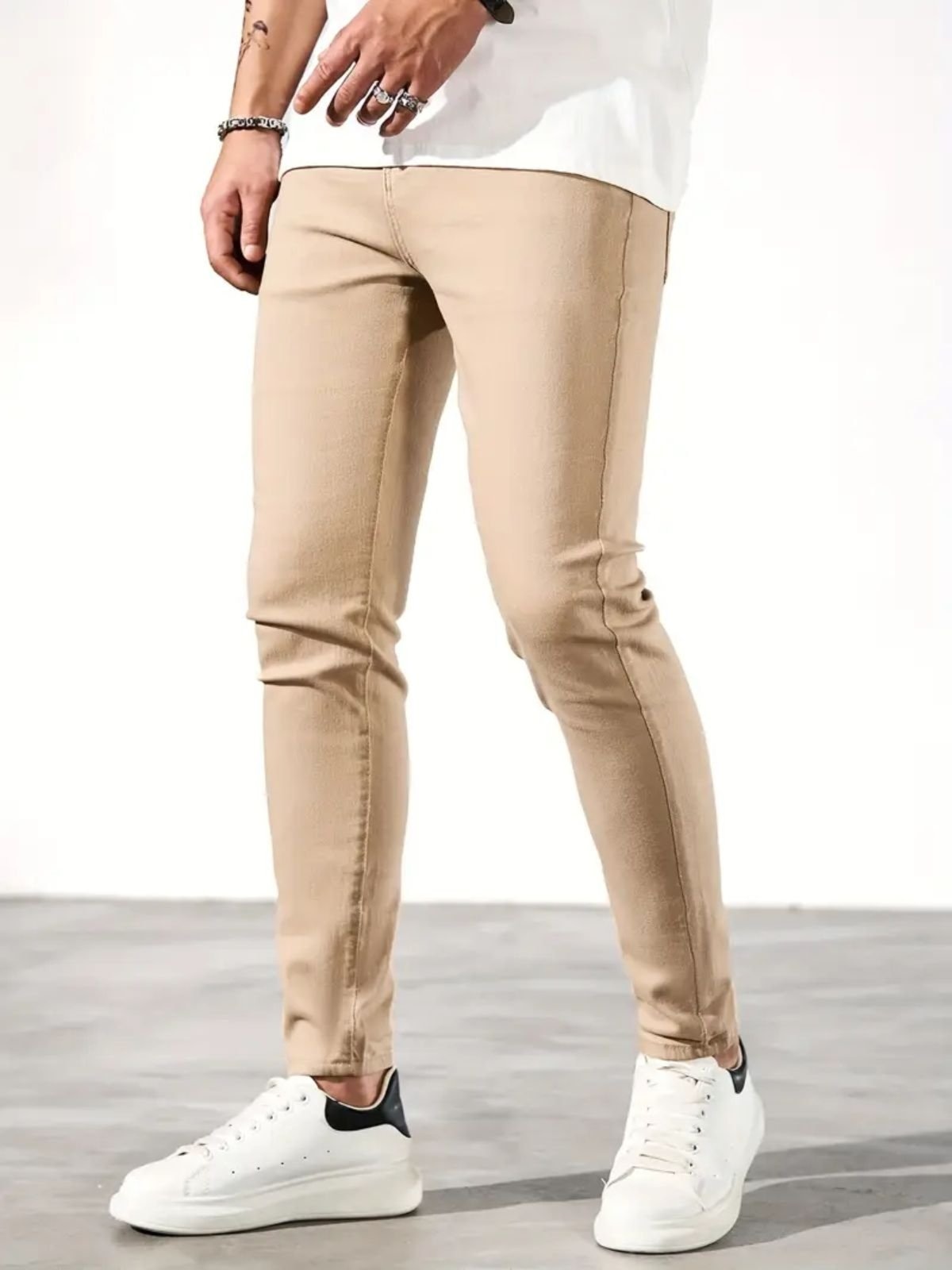 Imagem principal Calça Sarja Masculina Kovali Premium Casual Com Elastano Confortável Bolso-Faca Caqui KOVALI FASHION STORE bege/cáqui caqui