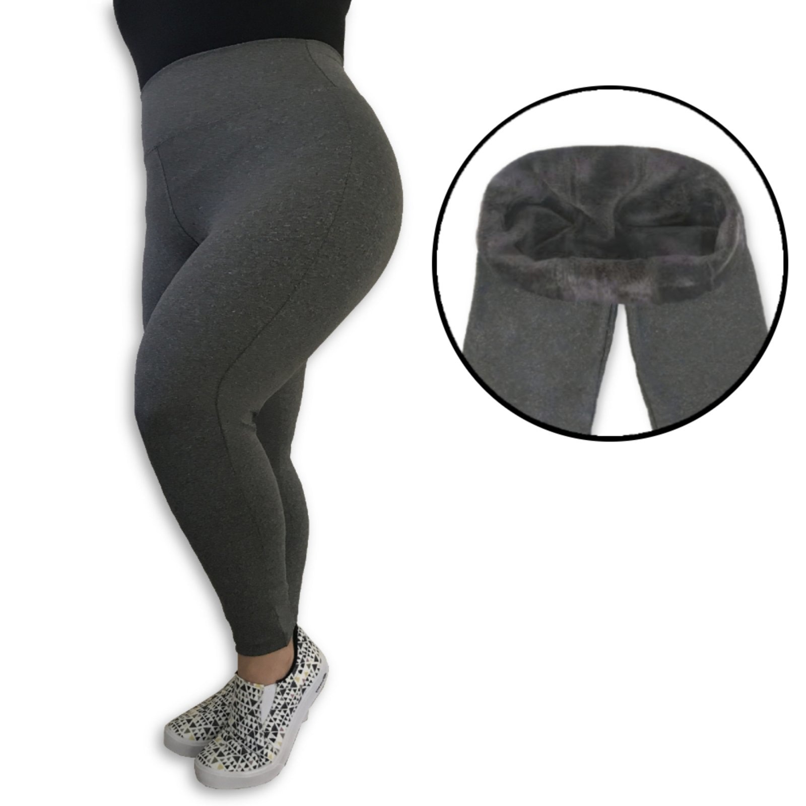 Imagem principal Calça Legging Plus Size Heide Ribeiro Flanelada Térmica Mescla Heide Ribeiro cinza