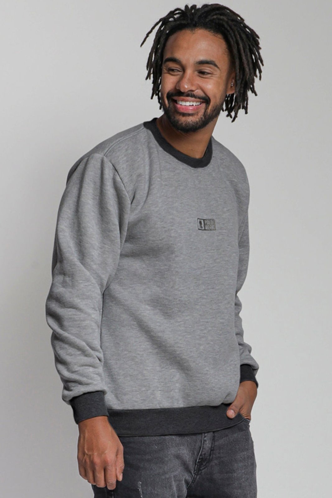 Imagem principal Blusa Moletom Masculina Gola Careca Polo Wear Escuro Polo Wear cinza