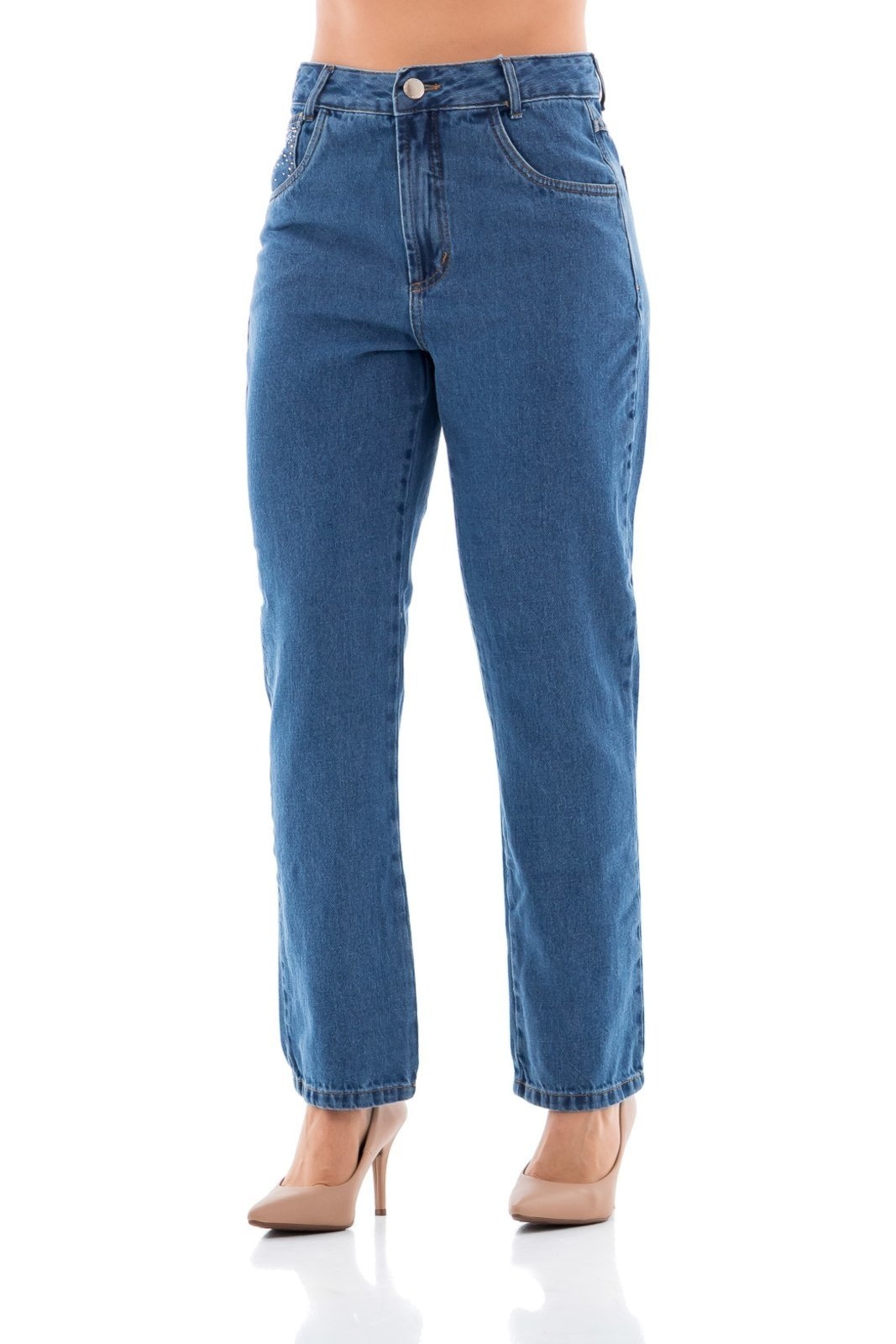 Imagem principal Calça Jeans Feminina Arauto Mom com Strass ARAUTO JEANS azul