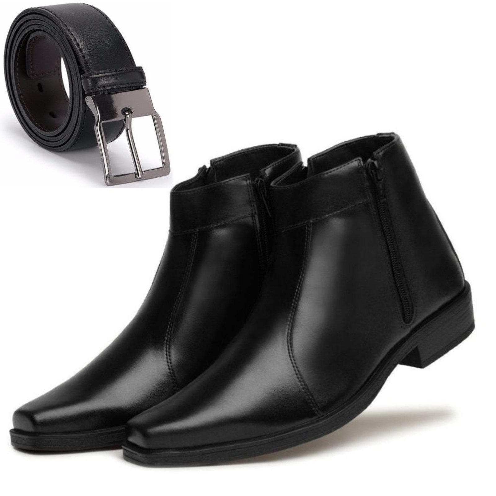 Imagem principal Kit Bota Social Bico Fino Masculina Preta com Cinto Dupla Face Yes Basic preto