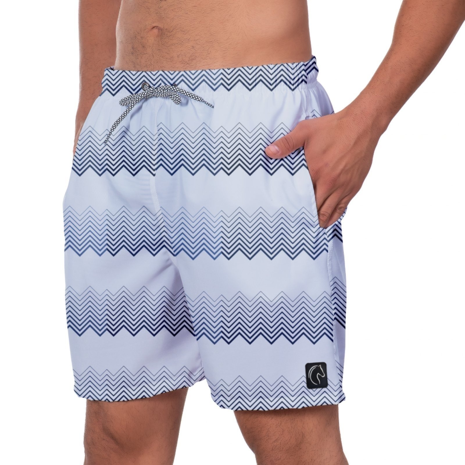 Imagem principal Short Praia Premium Masculino Academia Fitness Caminhada Estampado Moda Corrida Esporte Estilo Conforto W2 W2 STORE branco/cinza/grafite/listra/listrado