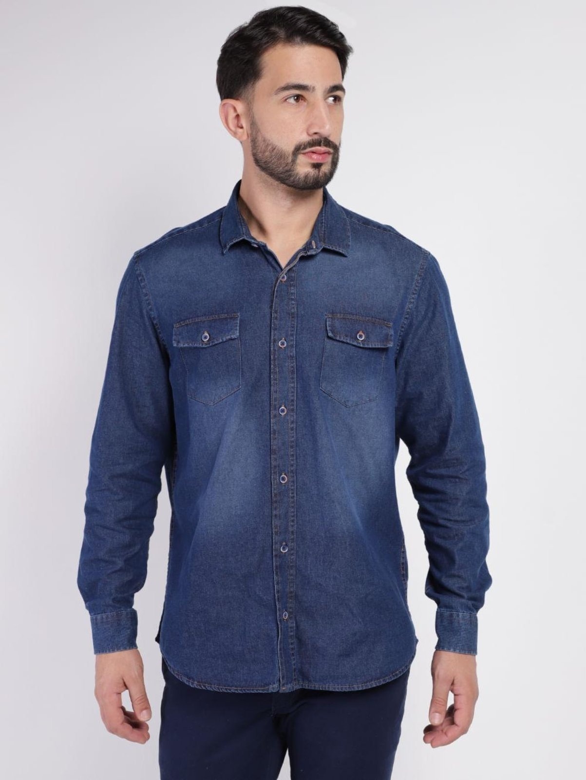 Imagem principal Camisa Jeans Manga Longa Masculina Vels azul