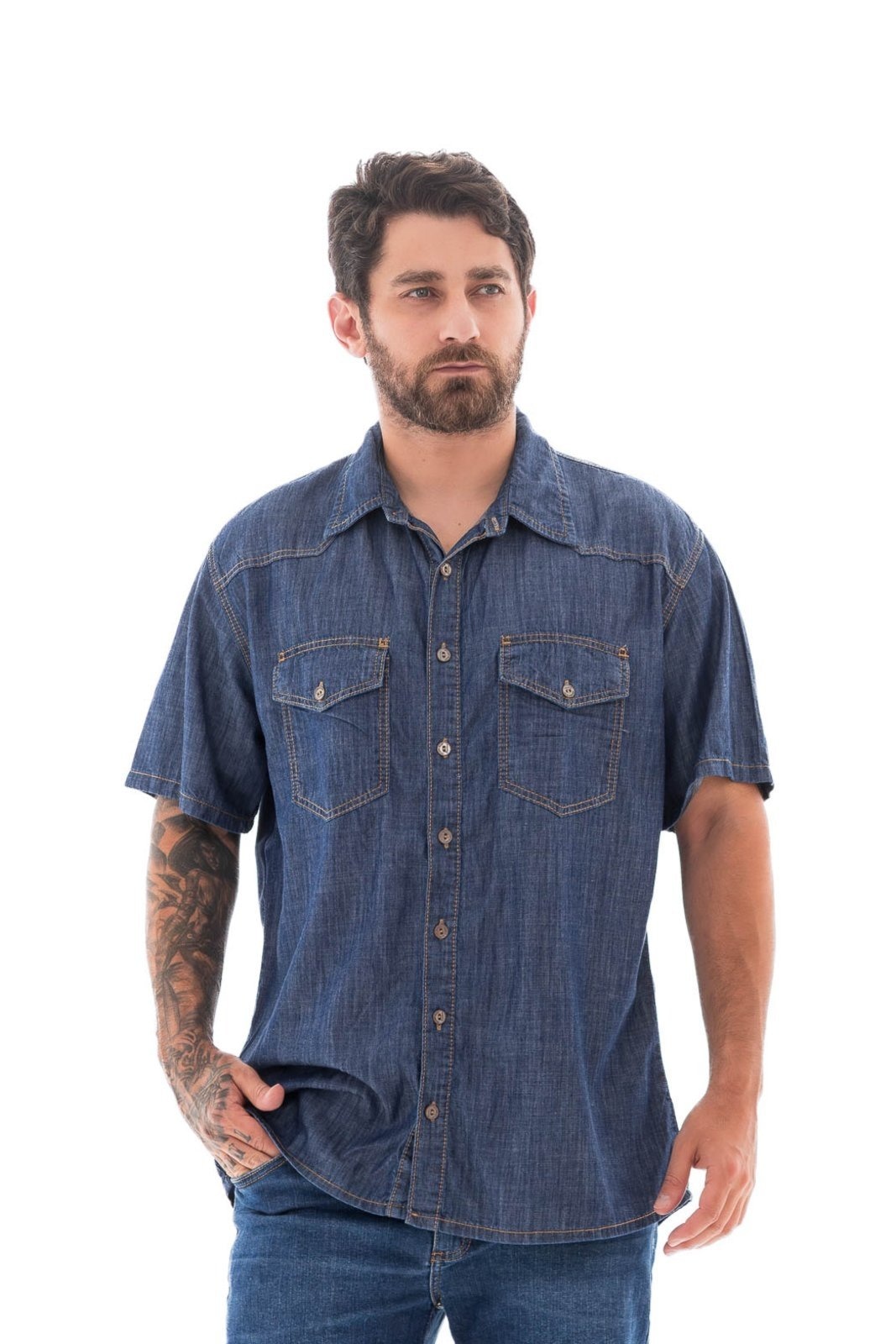 Imagem principal Camisa Jeans Masculina Arauto Leve M/c ARAUTO JEANS azul/azul marinho
