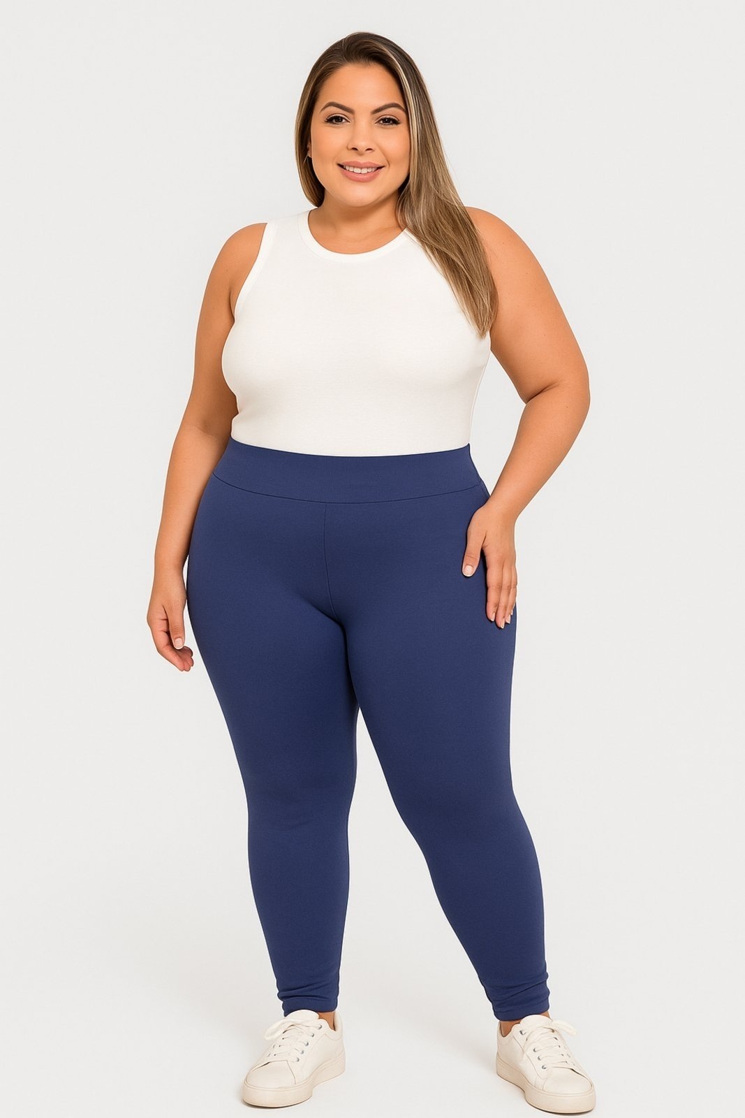 Imagem principal Kit com 02 Calças Legging Plus Size D Bell Outlet Fashion Feminina Academia Cintura Alta Cinza D BELL OUTLET FASHION azul/cinza azul