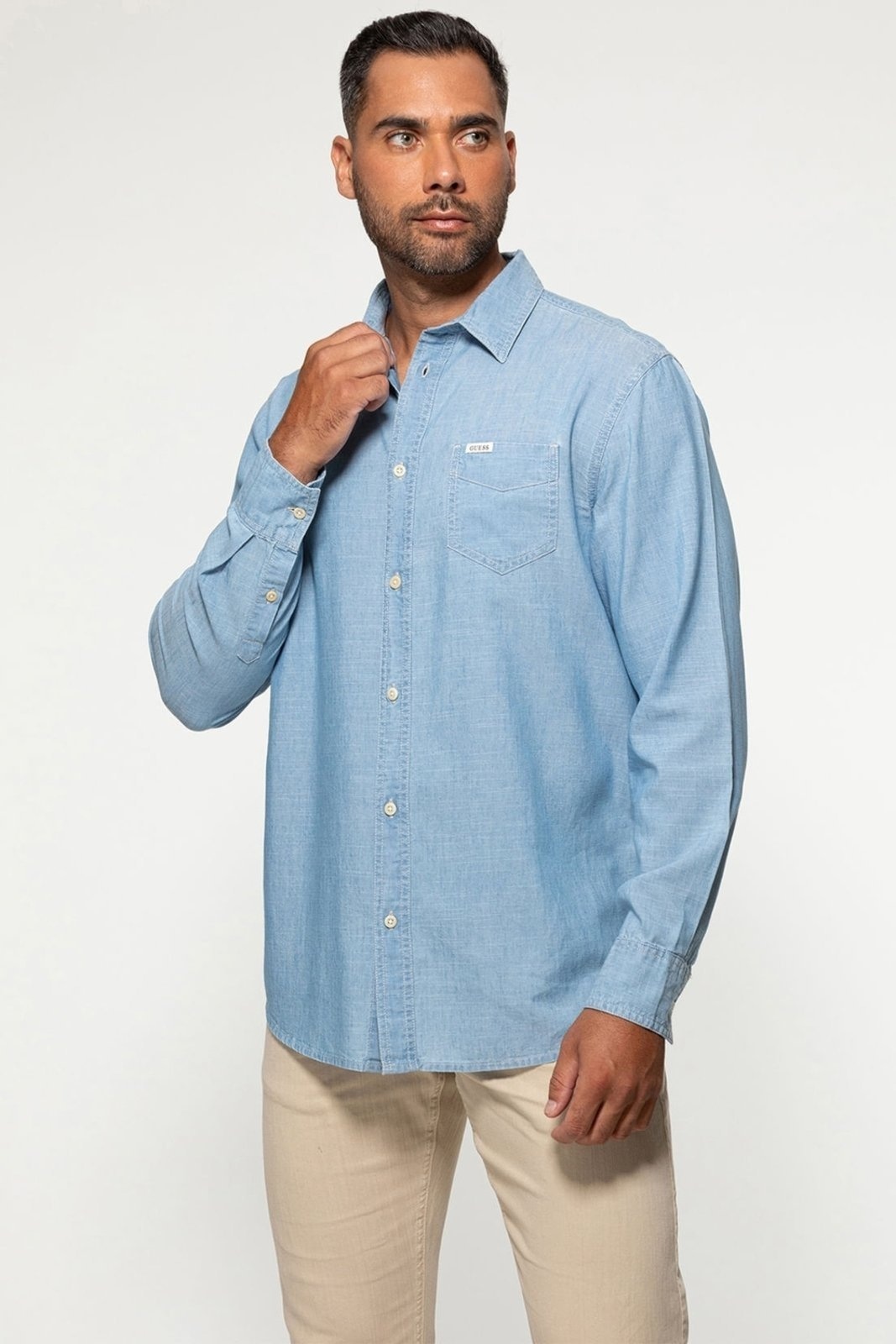 Imagem principal Camisa Guess Manga Longa Denim Eco Azul Claro Guess azul marinho denim