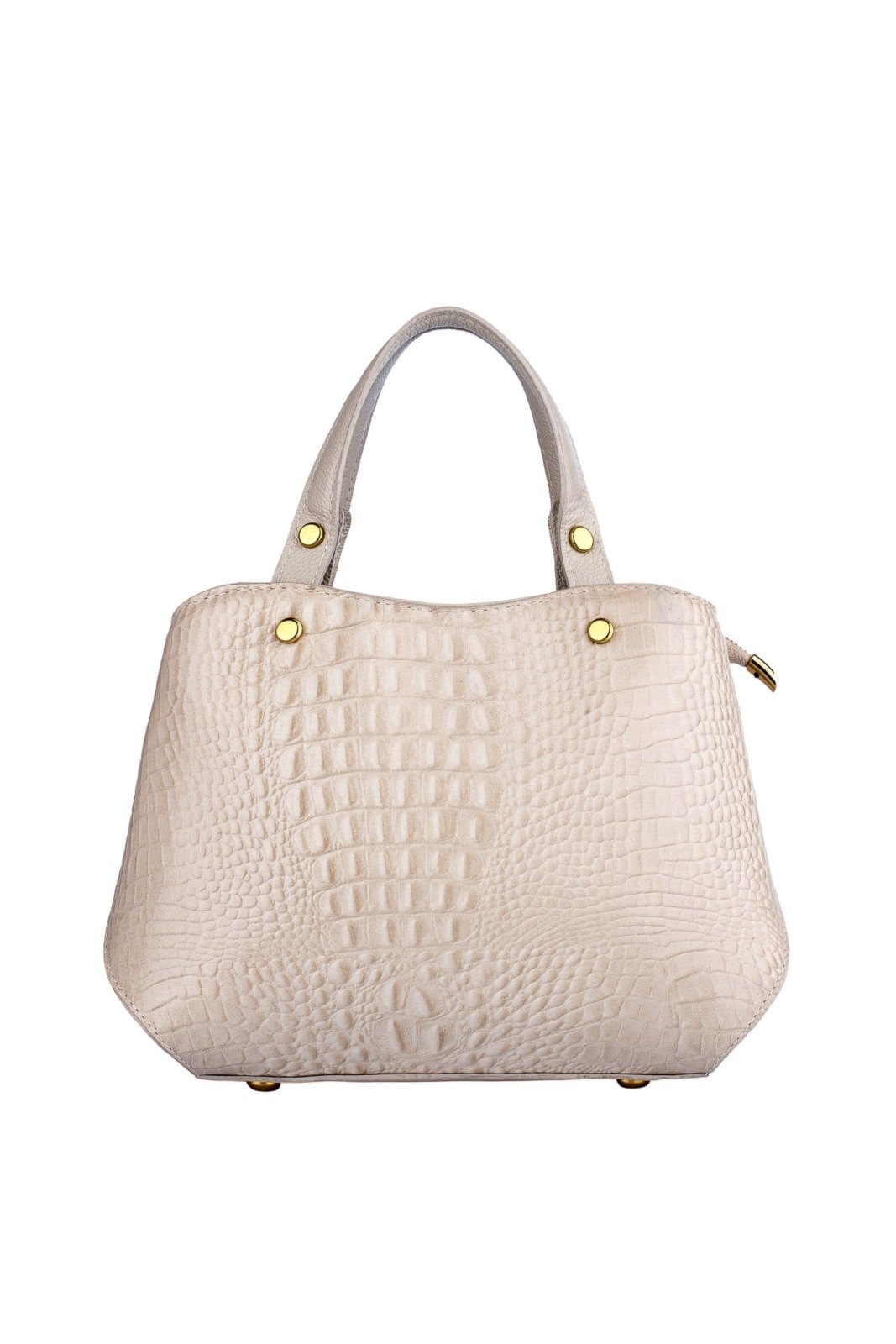 Imagem principal Bolsa baú pequena de couro croco Megan - Marfim Andrea Vinci café