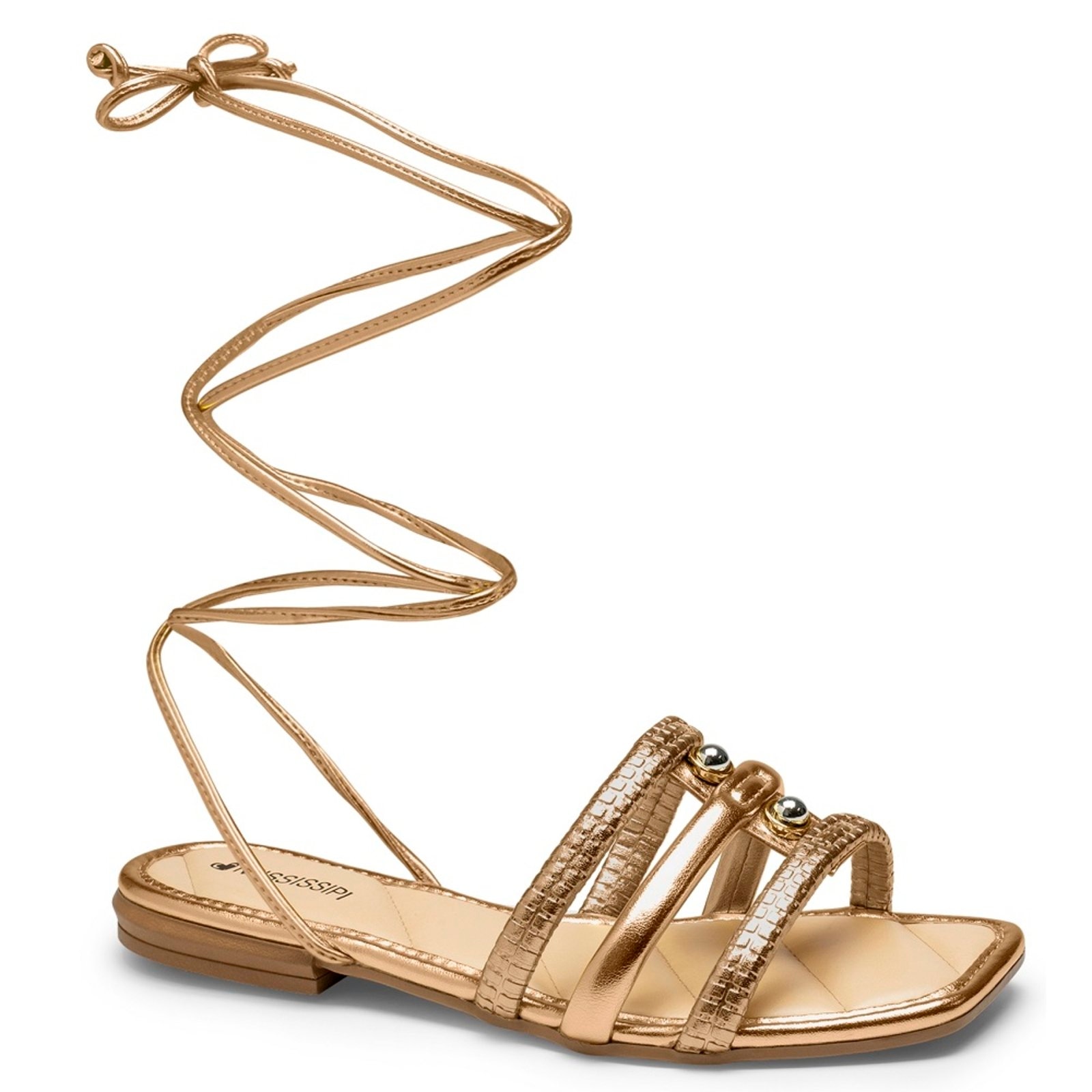 Imagem principal Sandália Amarracao Na Perna Mississipi MF222 Feminina MISSISSIPI ouro velho