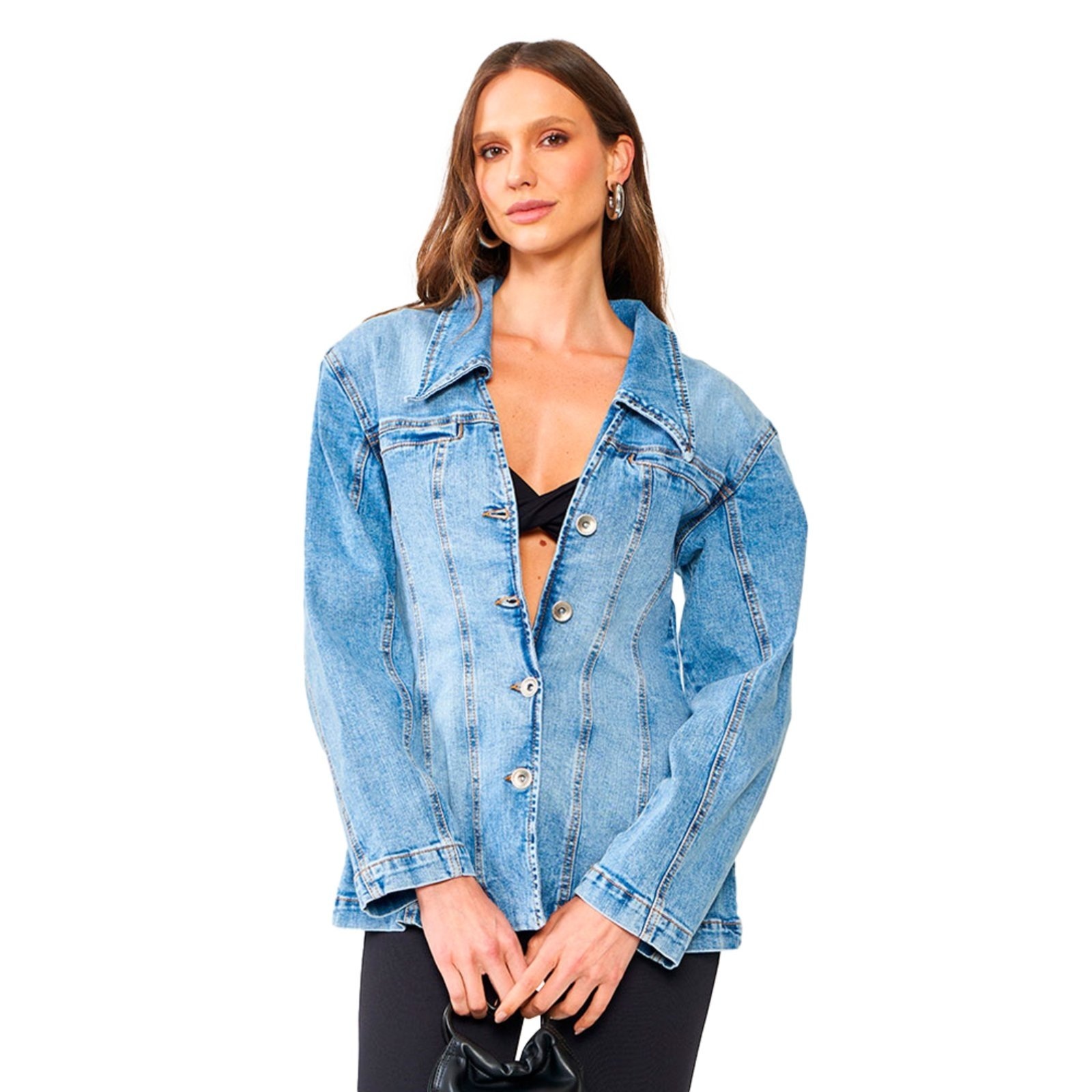 Imagem principal Jaqueta Jeans Colcci Stripes Comfort Ou24 Feminino Colcci azul