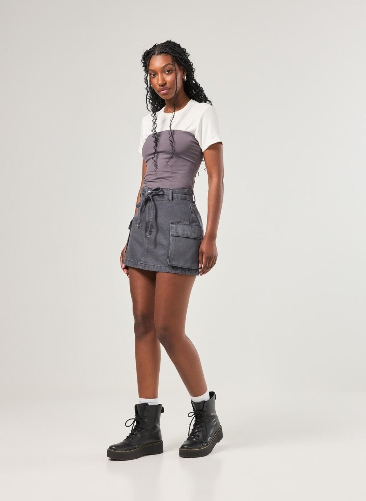 Imagem principal Saia Cargo Sarja Chumbo Youcom cobre