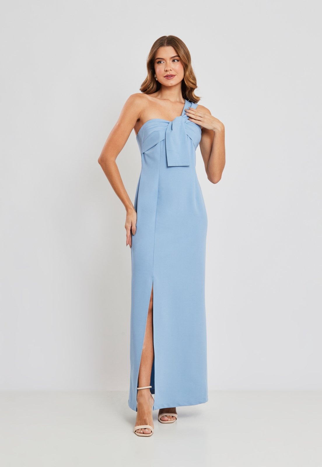 Imagem principal Vestido Festa Crepe Longo Fenda Miss Joy 7833 Feminino MISS BY JOY azul