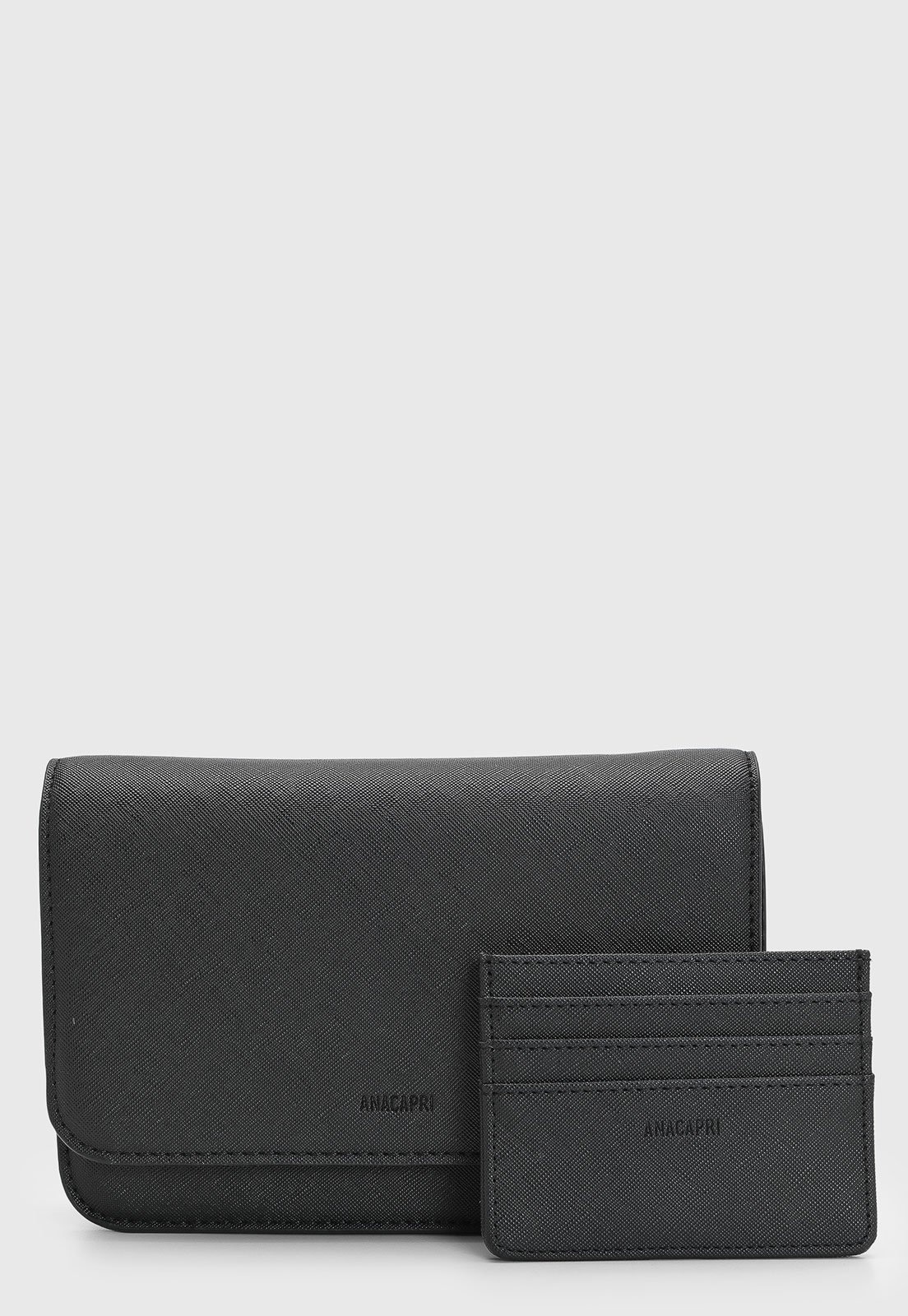 Imagem principal Kit Bolsa e porta cartão Feminina Anacapri Pequena Preta Anacapri preto
