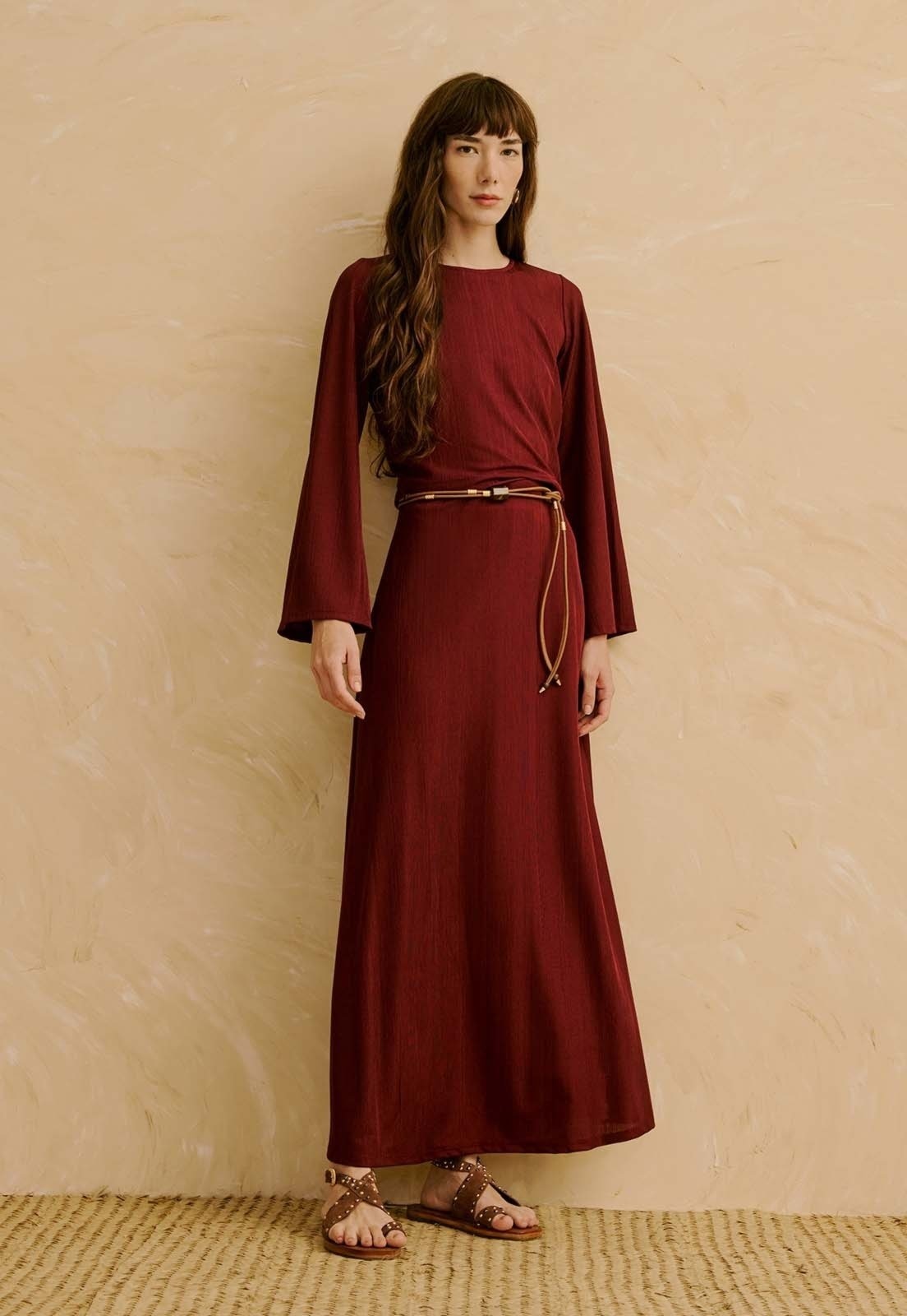 Imagem principal Saia Maxi Midi Canelado Brilho CaCay vermelho