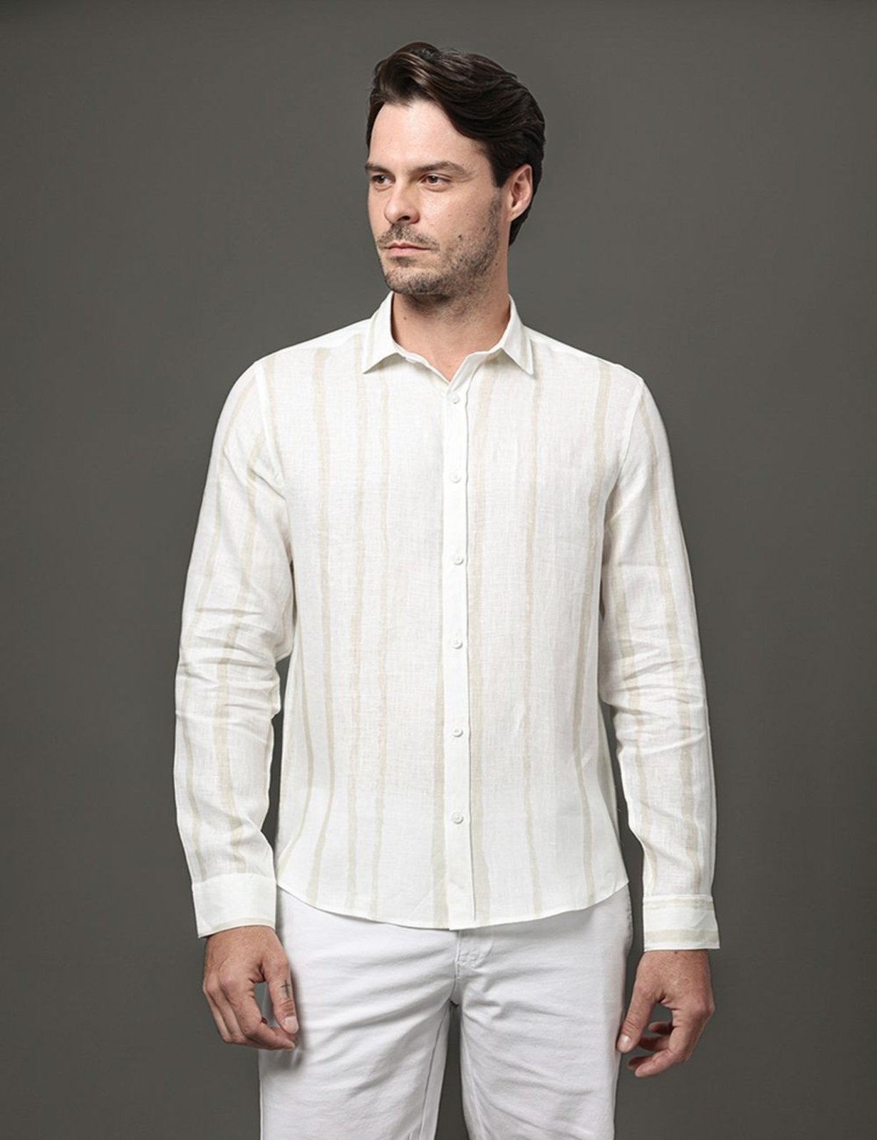 Imagem principal Camisa Masculina Linen Listras Calvin Klein Calvin Klein Jeans branco