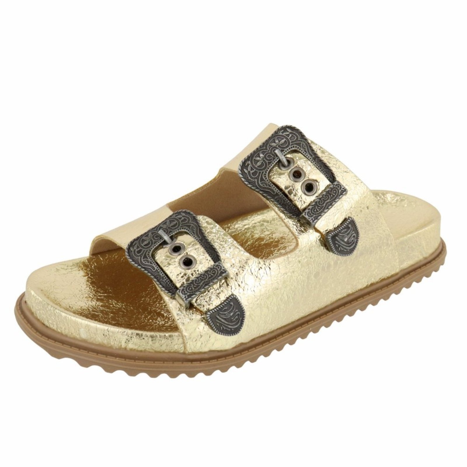 Imagem principal Papete Rasteira Feminina Paula B Com Fivela Estilo Retro Palmilha Confort PAULA B dourado