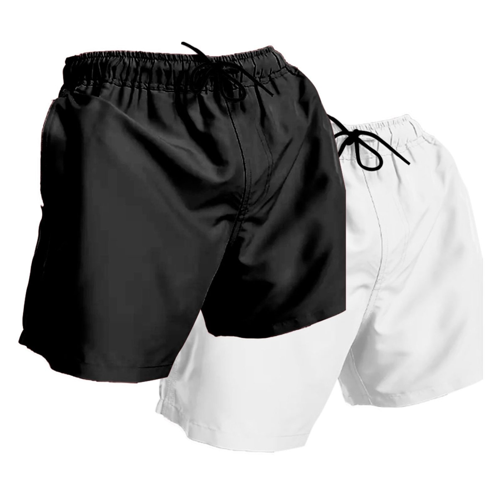 Imagem principal Kit 2 Shorts Masculinos Básicos Relaxado Tactel Bermuda Moda Praia Básica Fitness Mix Cores Relaxado branco/preto