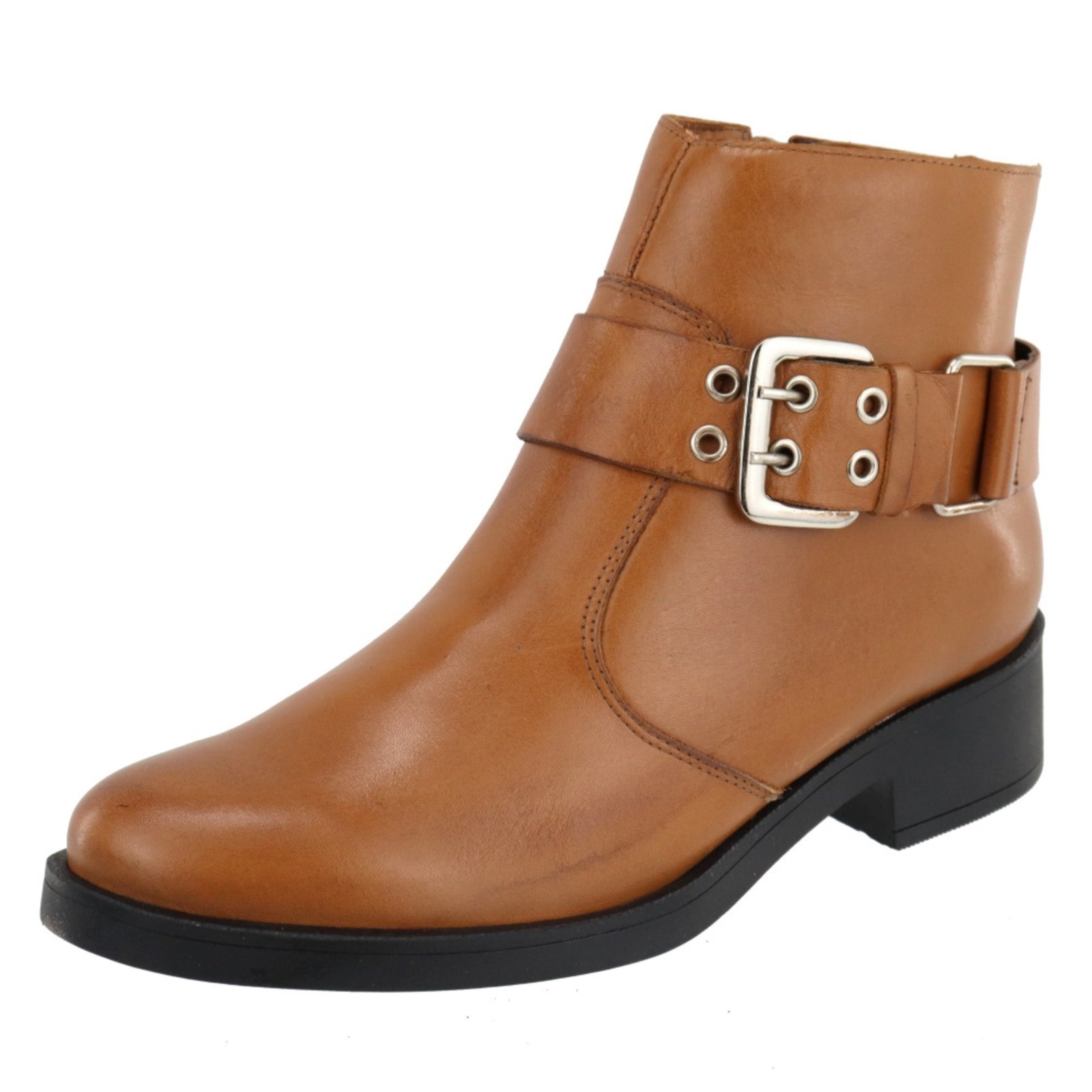 Imagem principal Bota Feminina Casual Fivela Em Couro Cano Curto Moda Maria Paula Camel MARIA PAULA caramelo