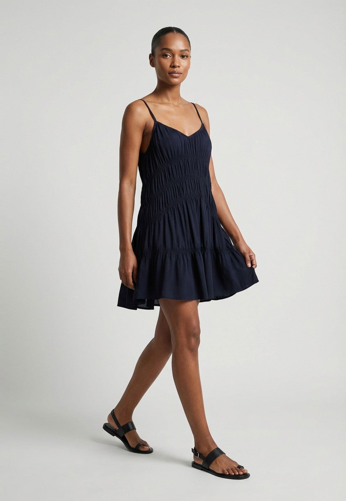 Imagem principal Vestido Feminino Mango Franzido Mango azul marinho