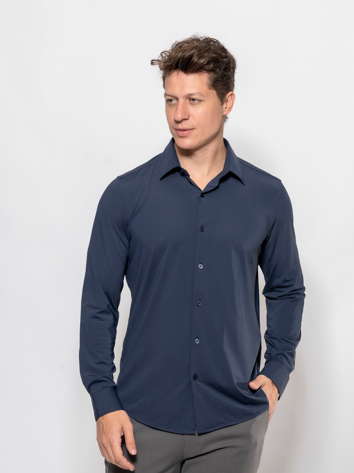 Imagem principal Camisa Masculina Casual em Poliamida Confortável Crocker - 50676 Crocker azul marinho