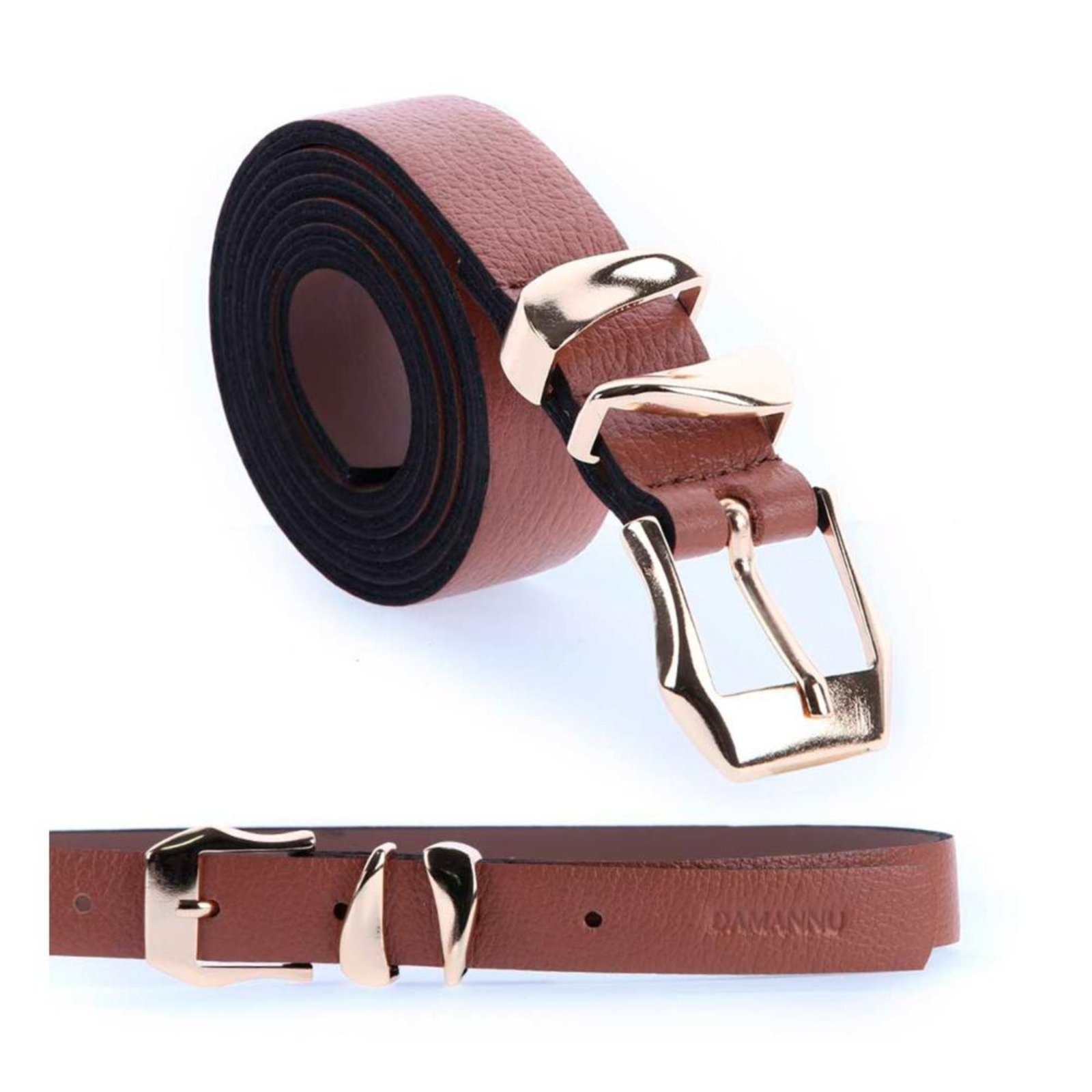 Imagem principal Jessy - Cinto Femino Couro Legítimo Fivela Dourada Damannu Shoes caramelo