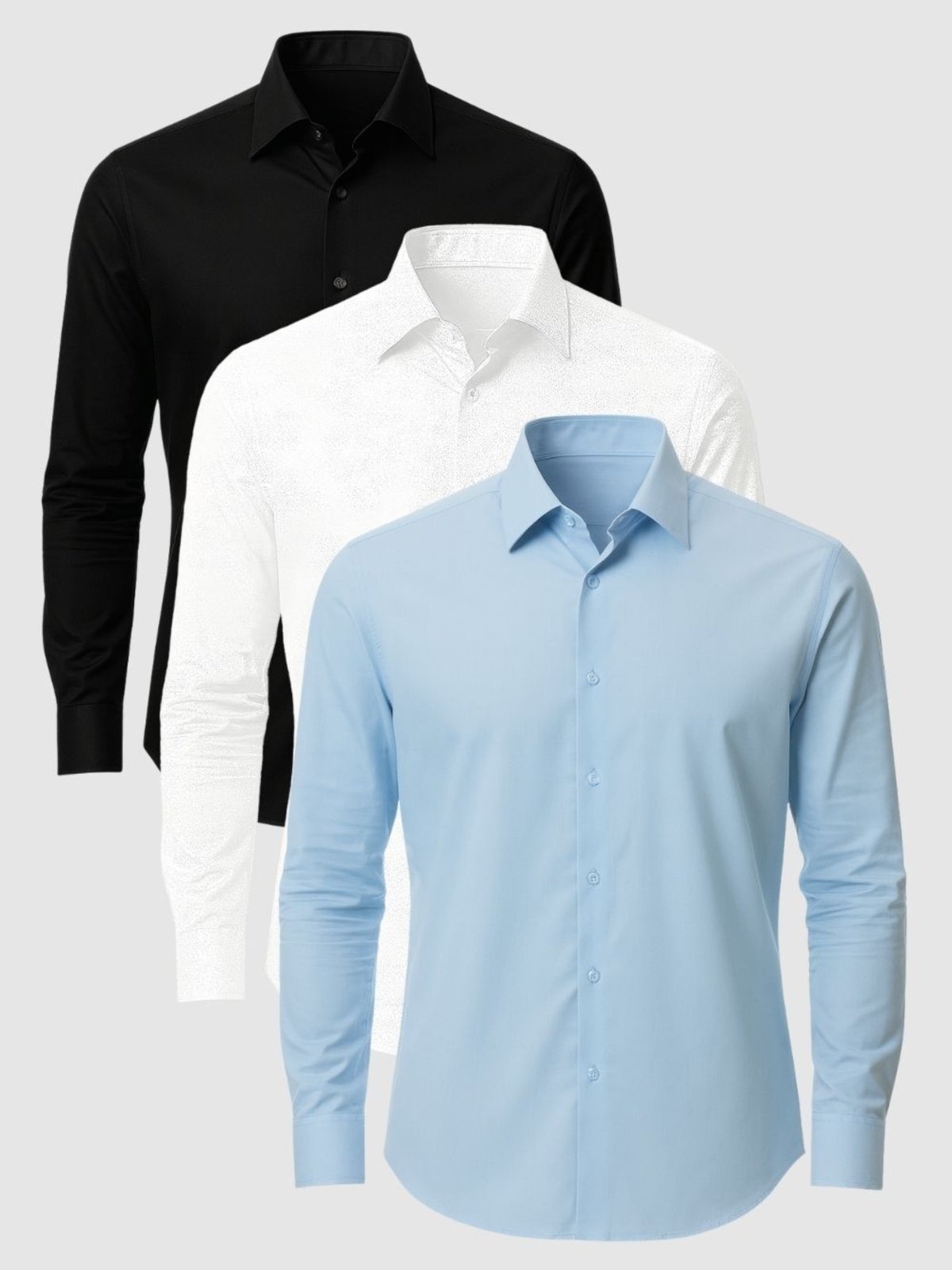 Imagem principal Kit 3 Camisas Social Masculina Manga Longa Crocker Preta e Branca - 50077 Crocker azul